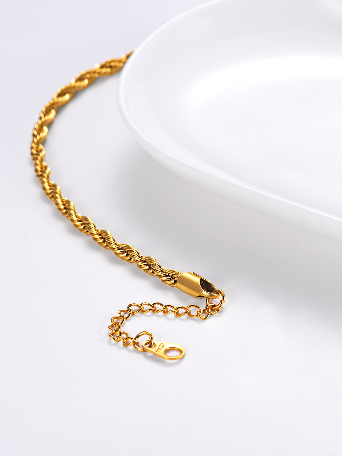 3mm Thick Rope Chain Anklet in 18K Gold Plated