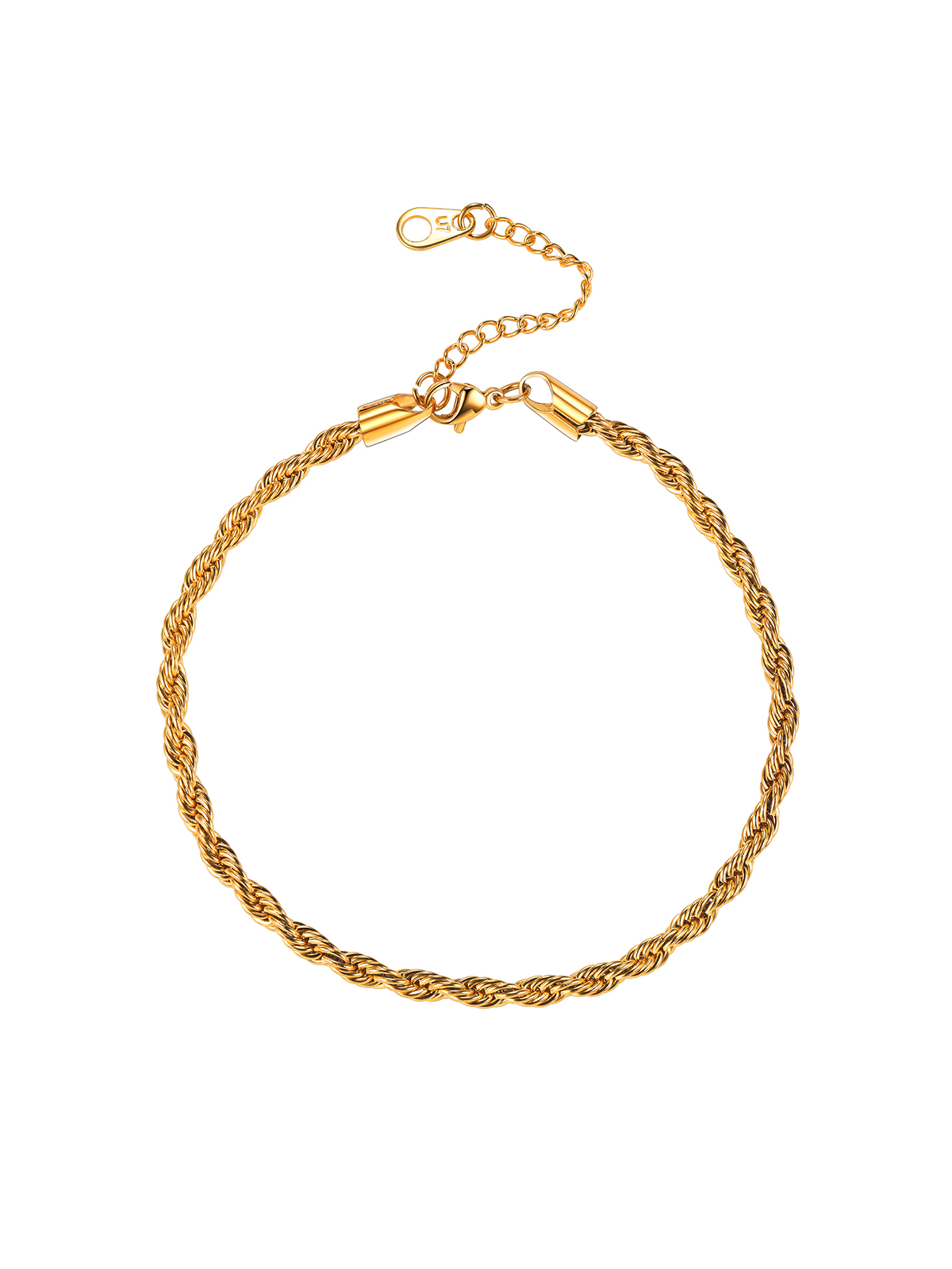 3mm Thick Rope Chain Anklet in 18K Gold Plated