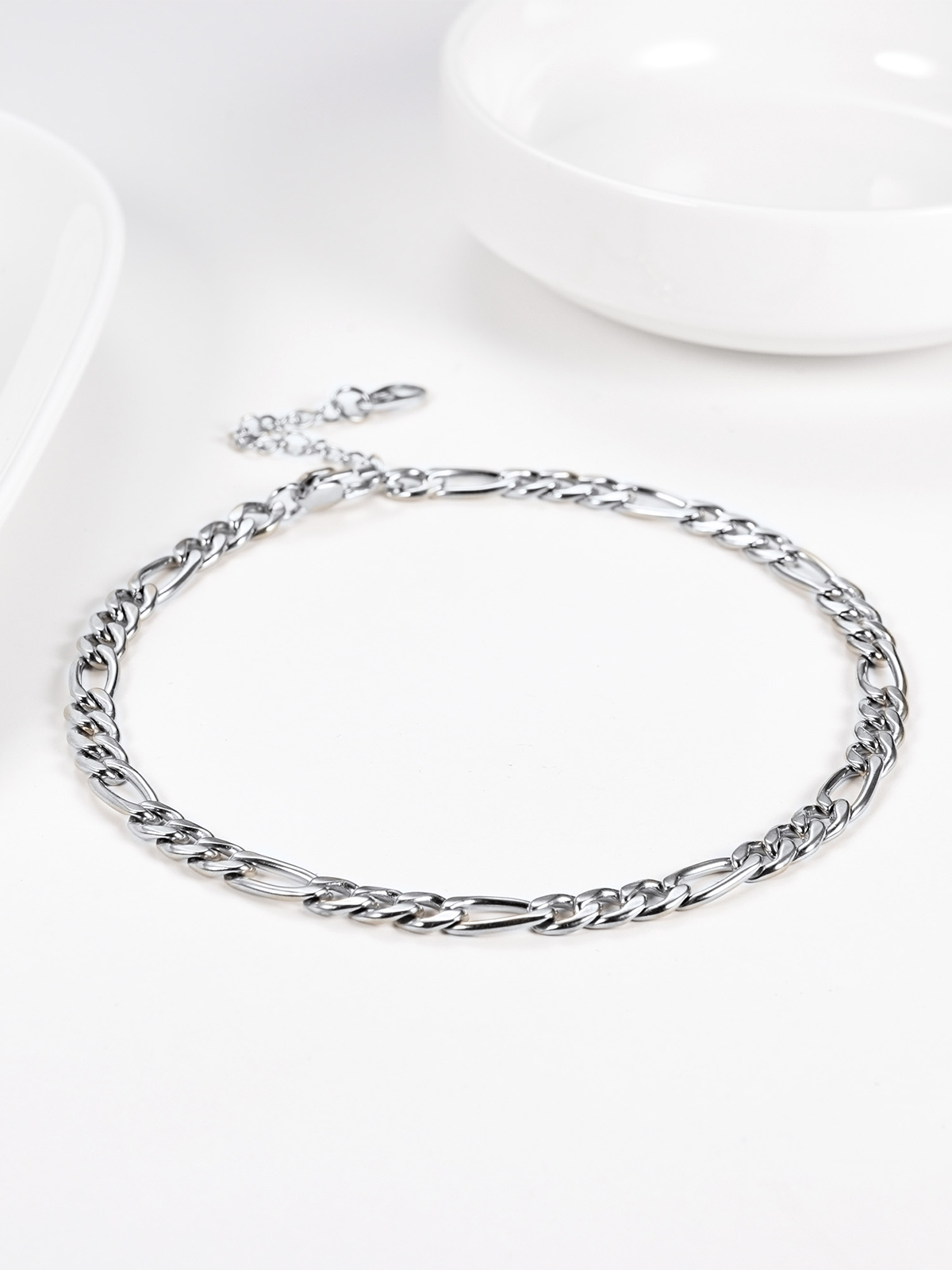 5mm Thick Figaro Chain Anklet in Stainless