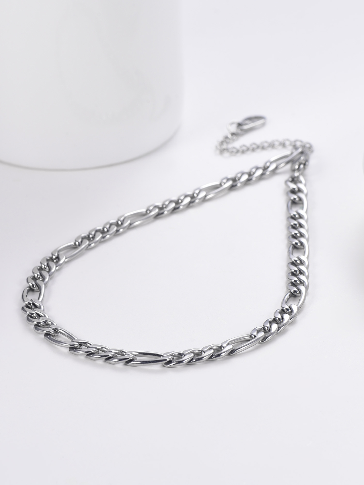 5mm Thick Figaro Chain Anklet in Stainless