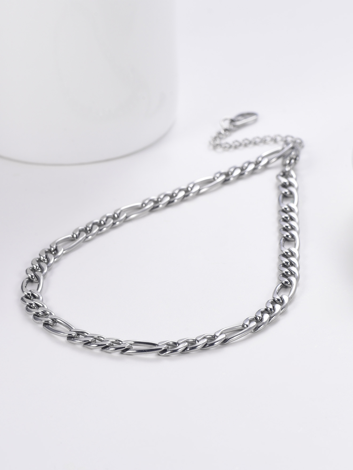 5mm Thick Figaro Chain Anklet in Stainless