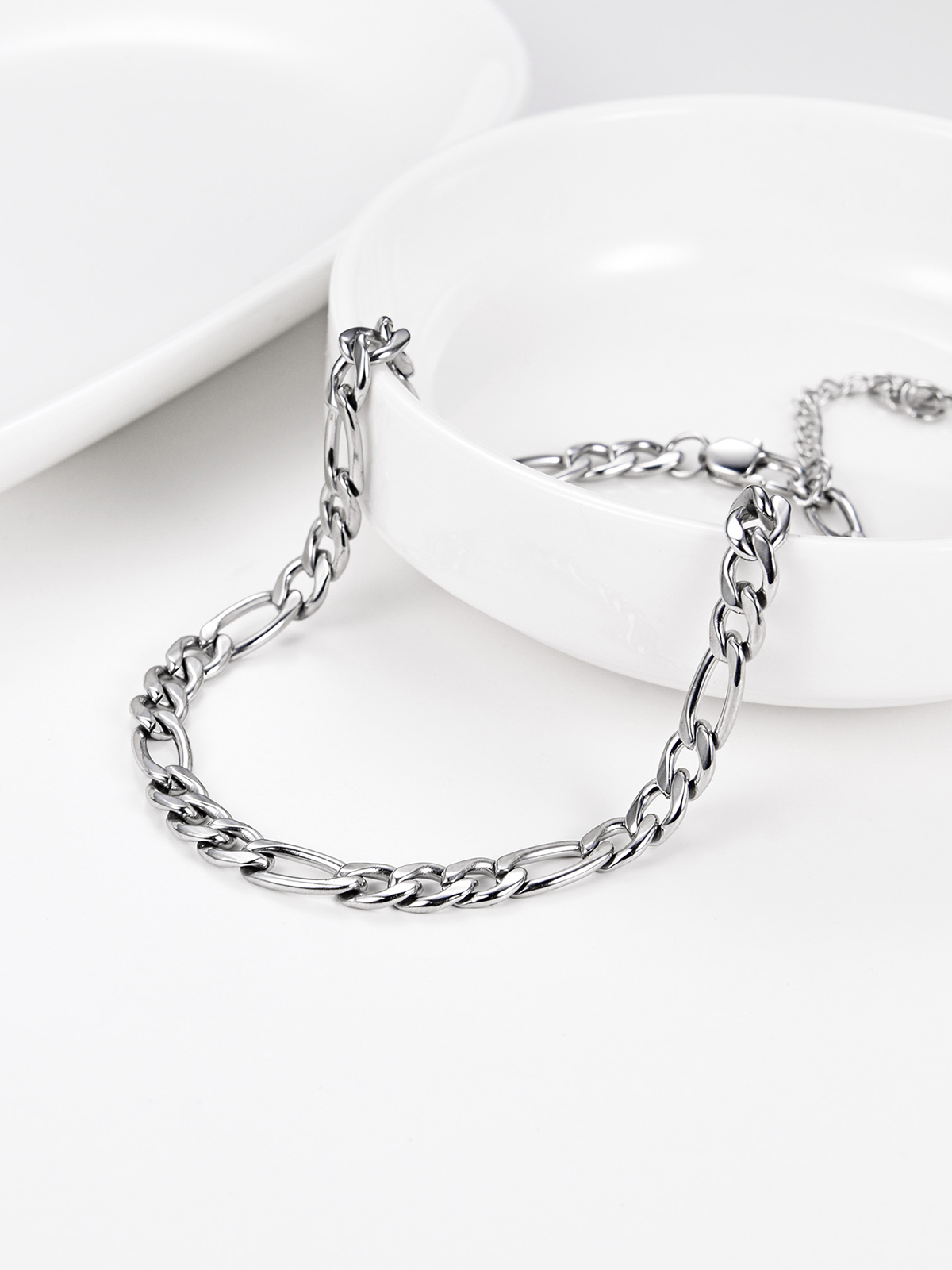 5mm Thick Figaro Chain Anklet in Stainless