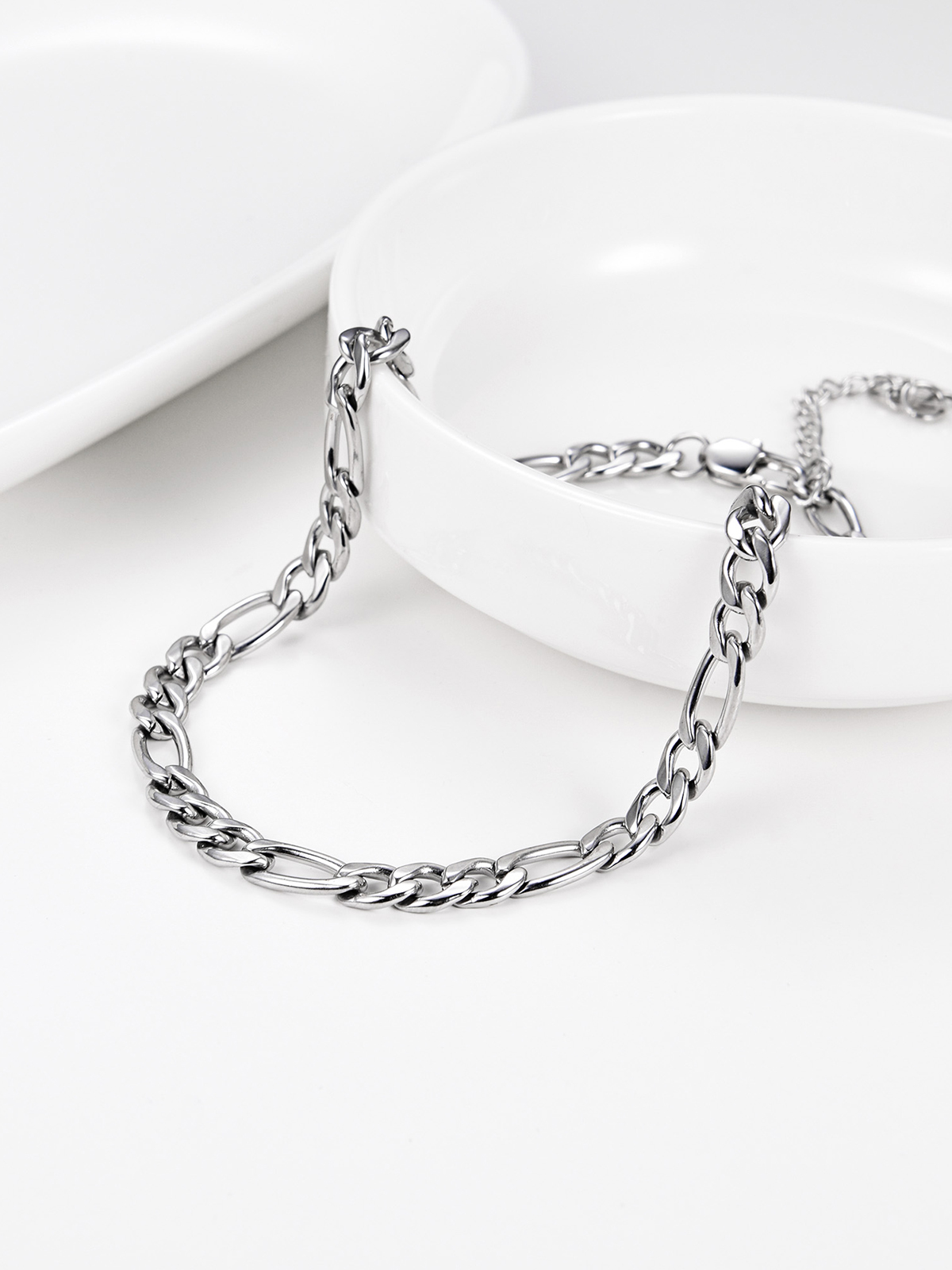 5mm Thick Figaro Chain Anklet in Stainless