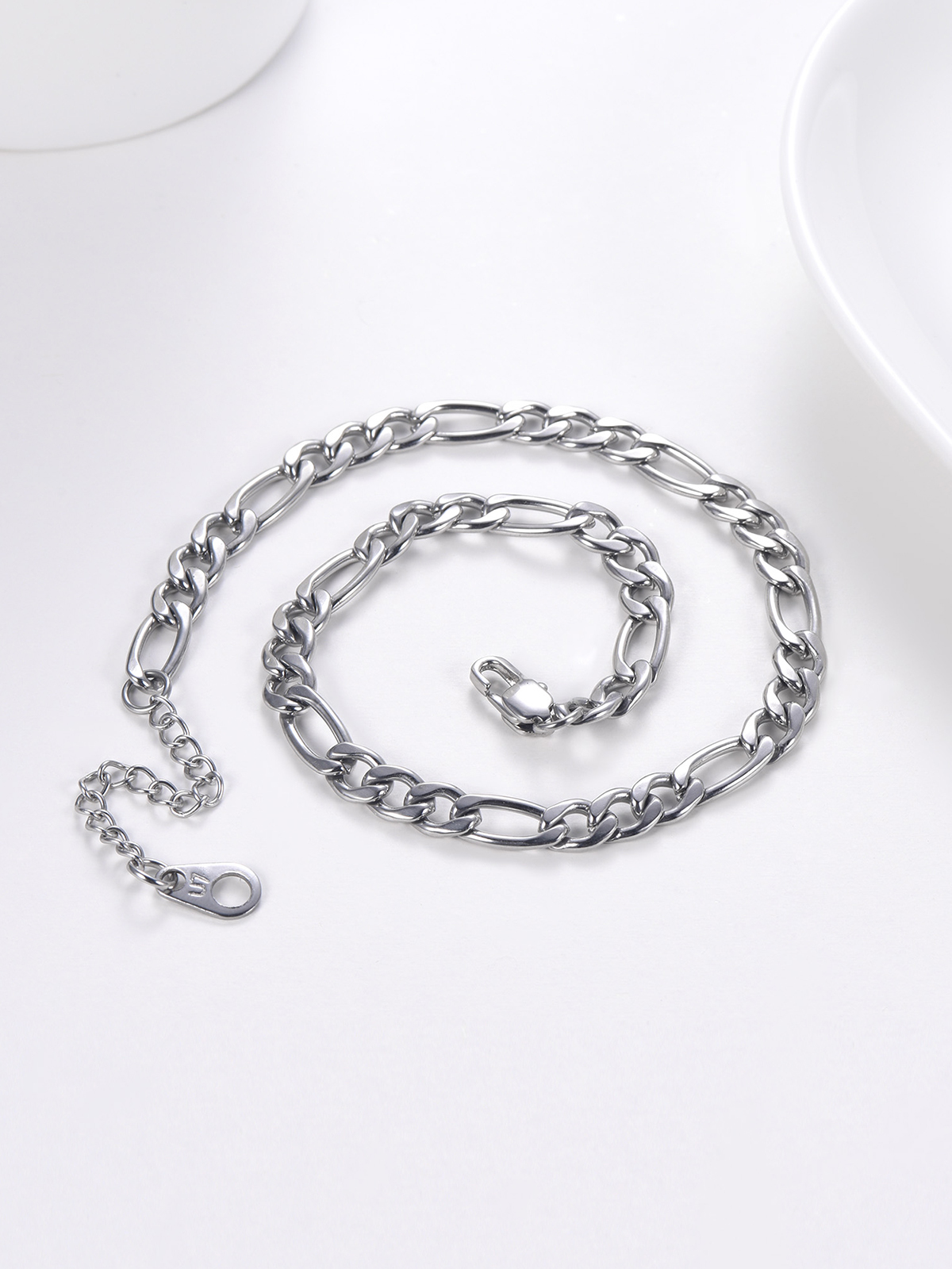 5mm Thick Figaro Chain Anklet in Stainless