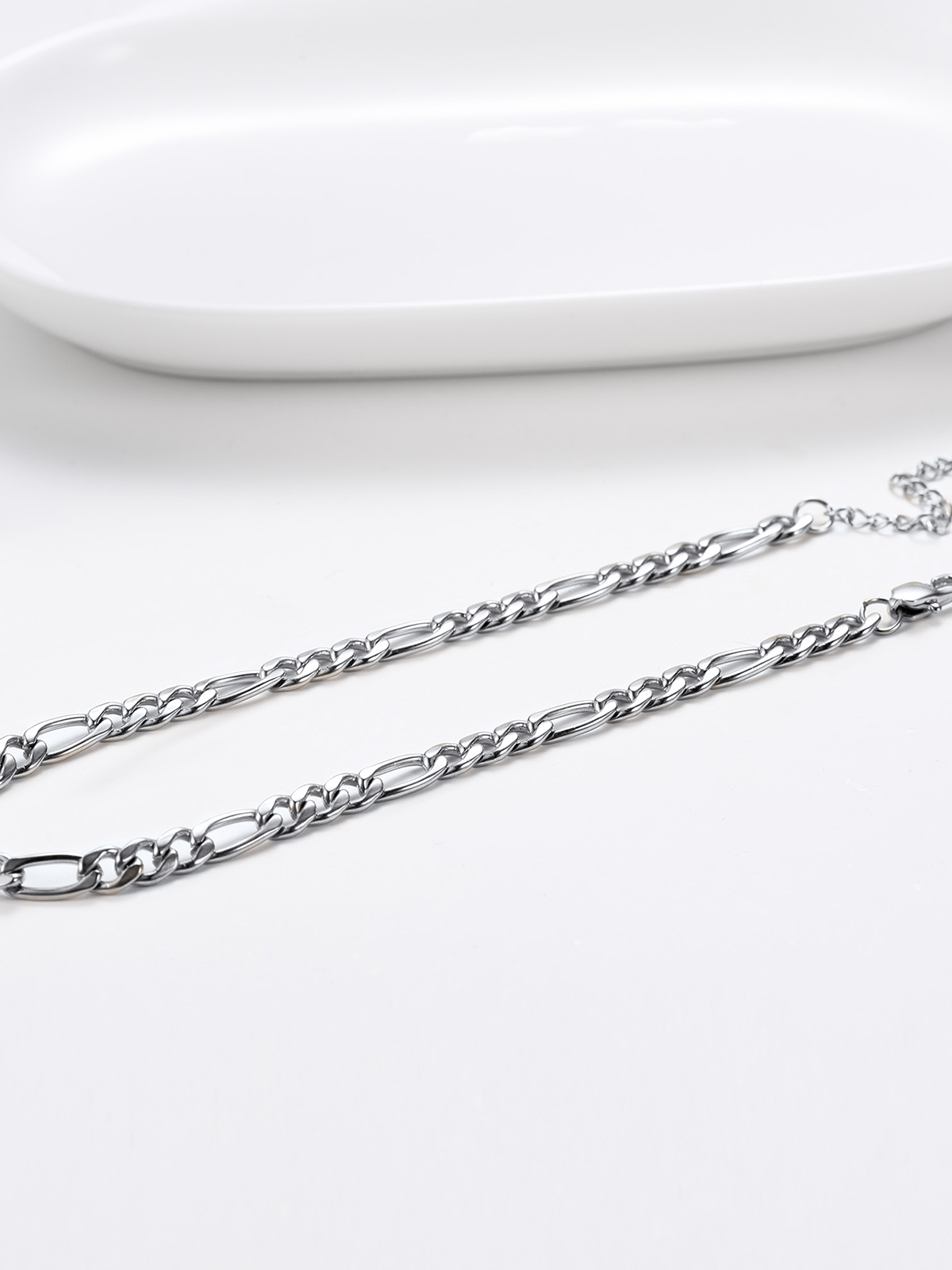 5mm Thick Figaro Chain Anklet in Stainless