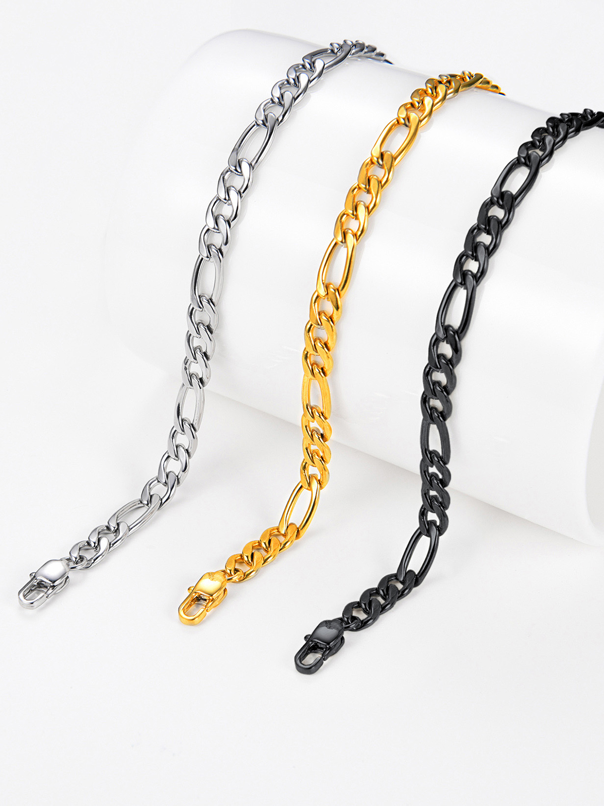 5mm Thick Figaro Chain Anklet in Stainless