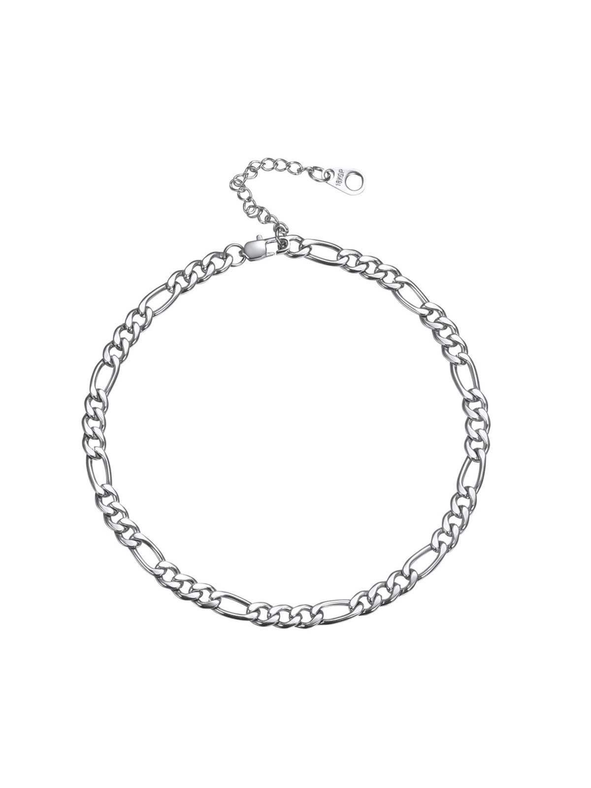 5mm Thick Figaro Chain Anklet in Stainless
