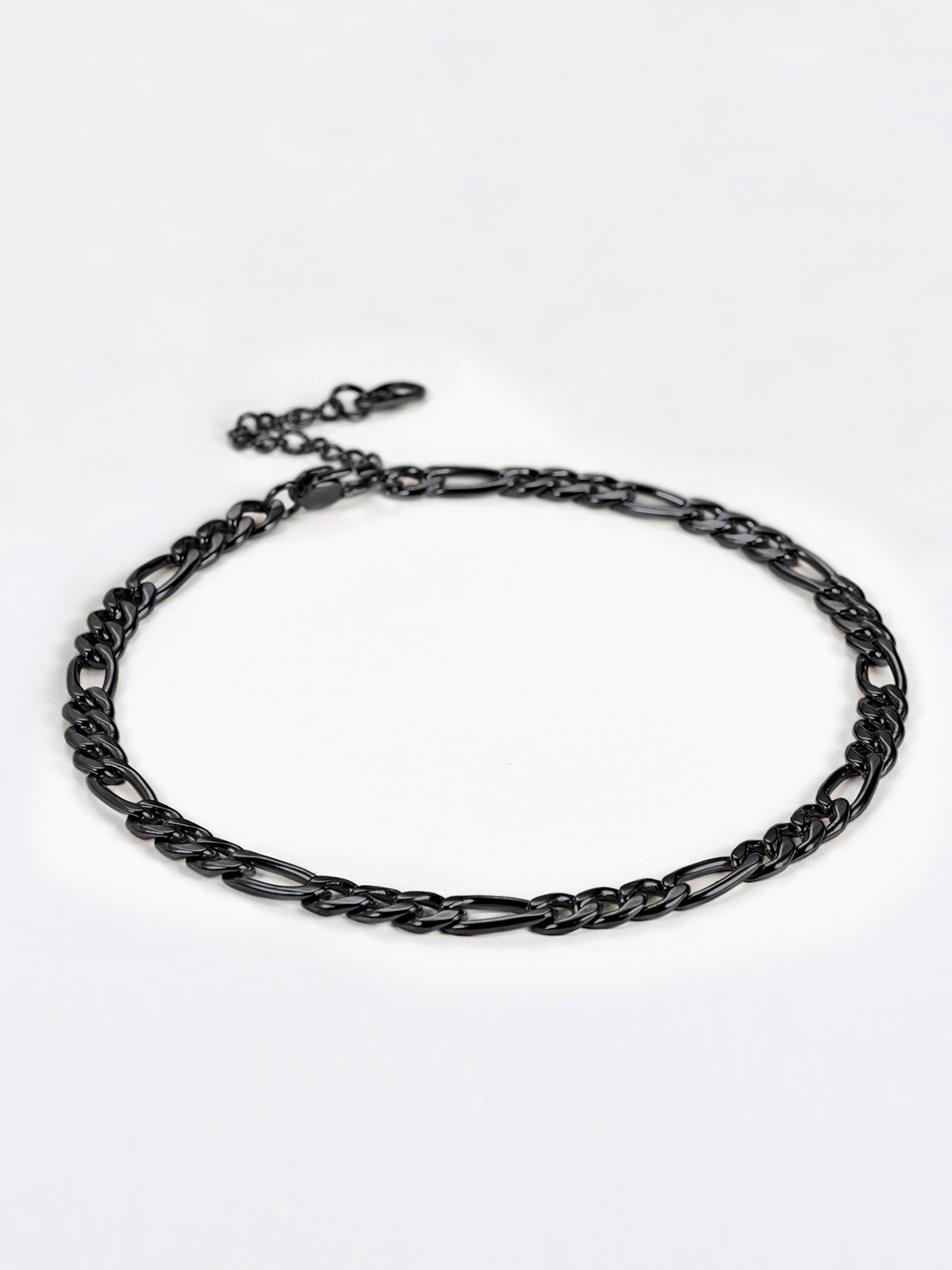 5mm Thick Figaro Chain Anklet in Black Plated