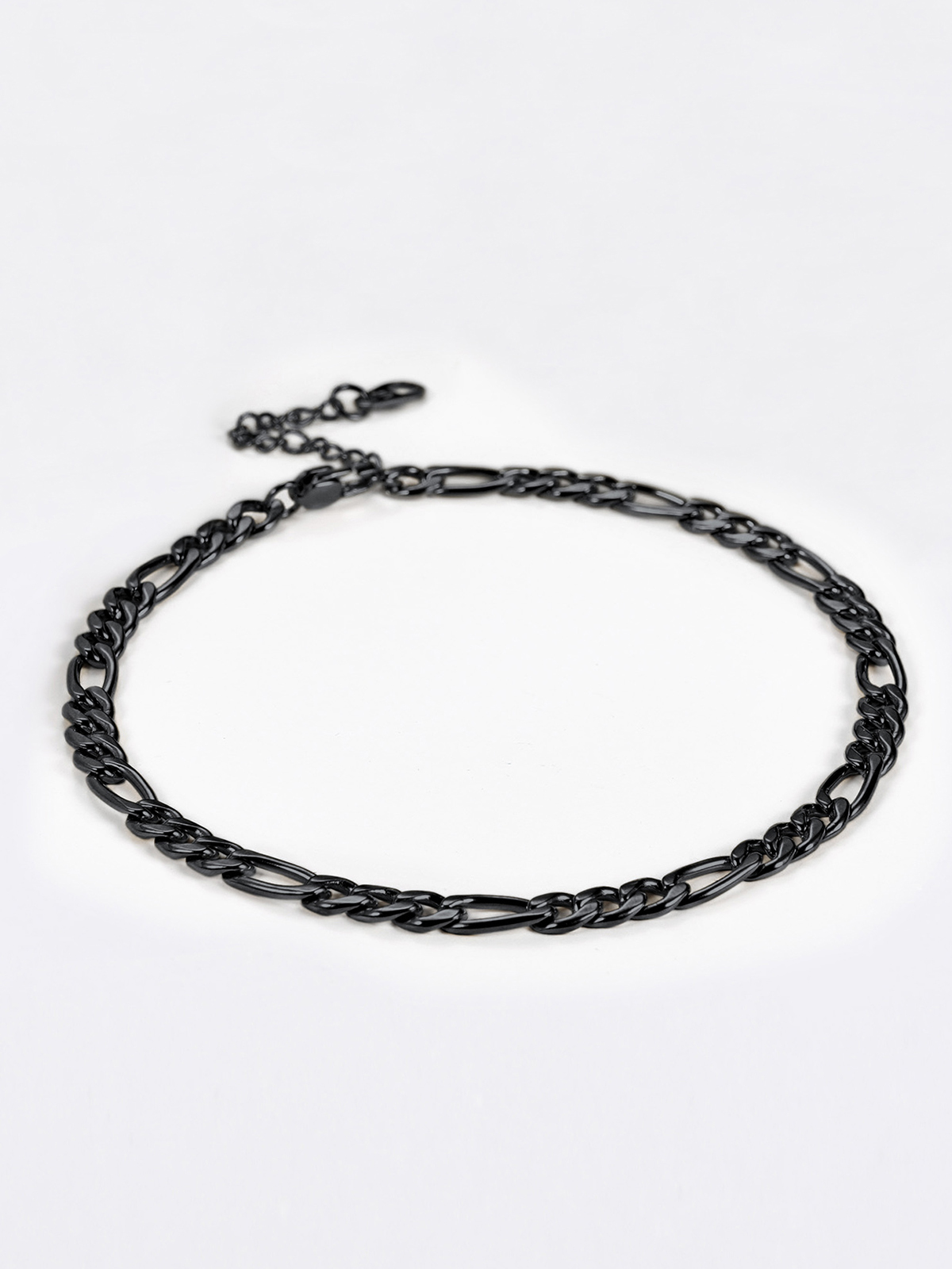 5mm Thick Figaro Chain Anklet in Black Plated