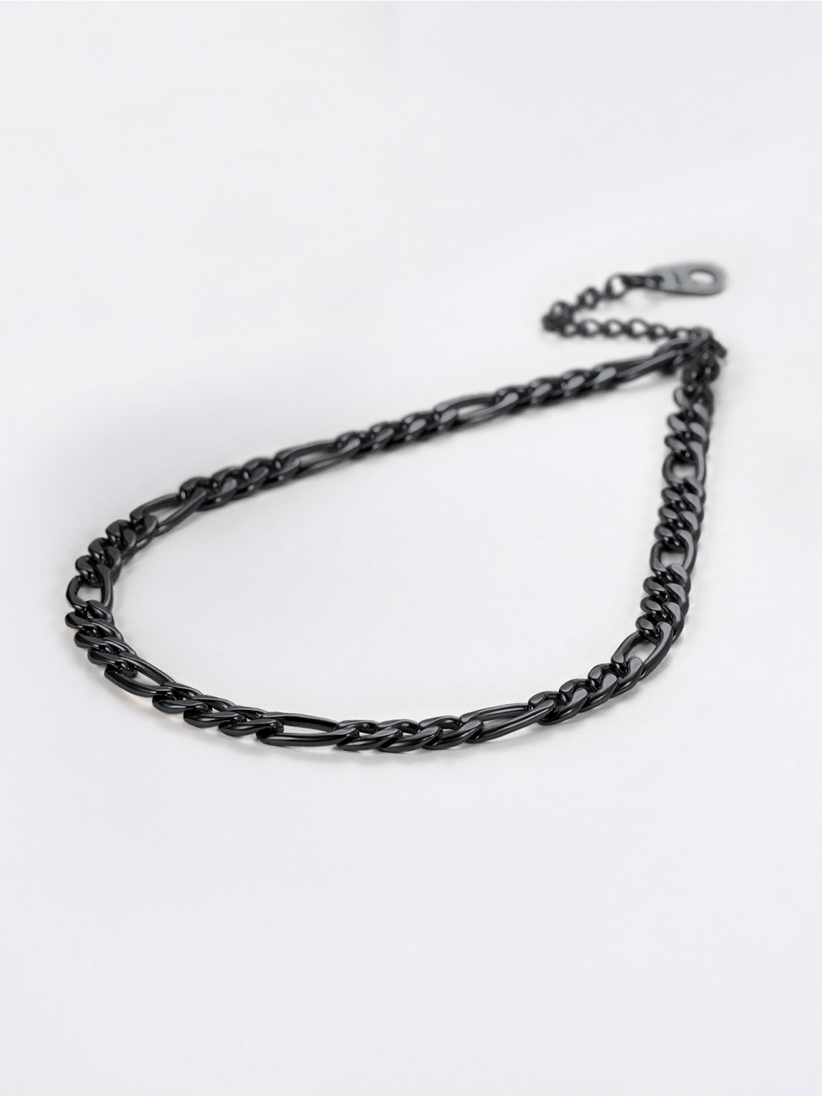 5mm Thick Figaro Chain Anklet in Black Plated