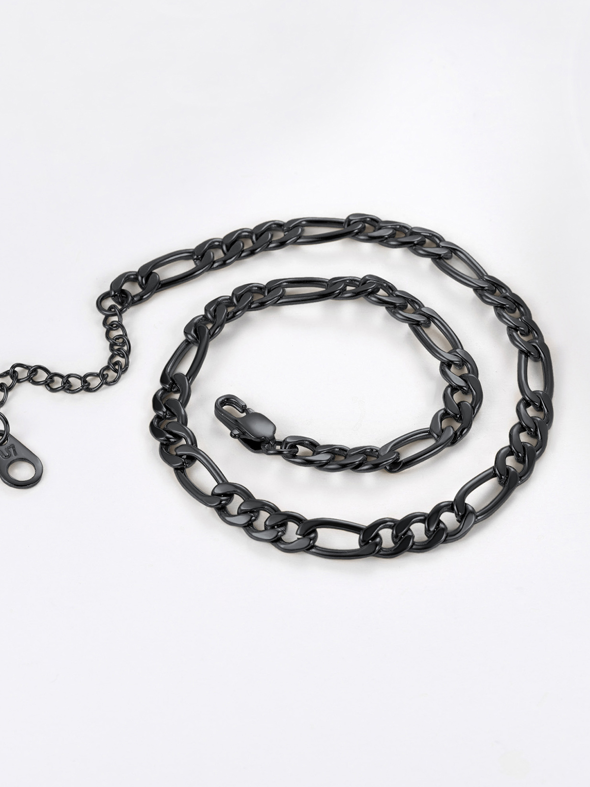 5mm Thick Figaro Chain Anklet in Black Plated