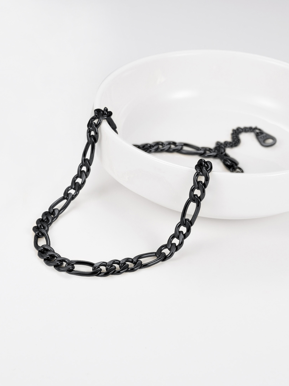 5mm Thick Figaro Chain Anklet in Black Plated