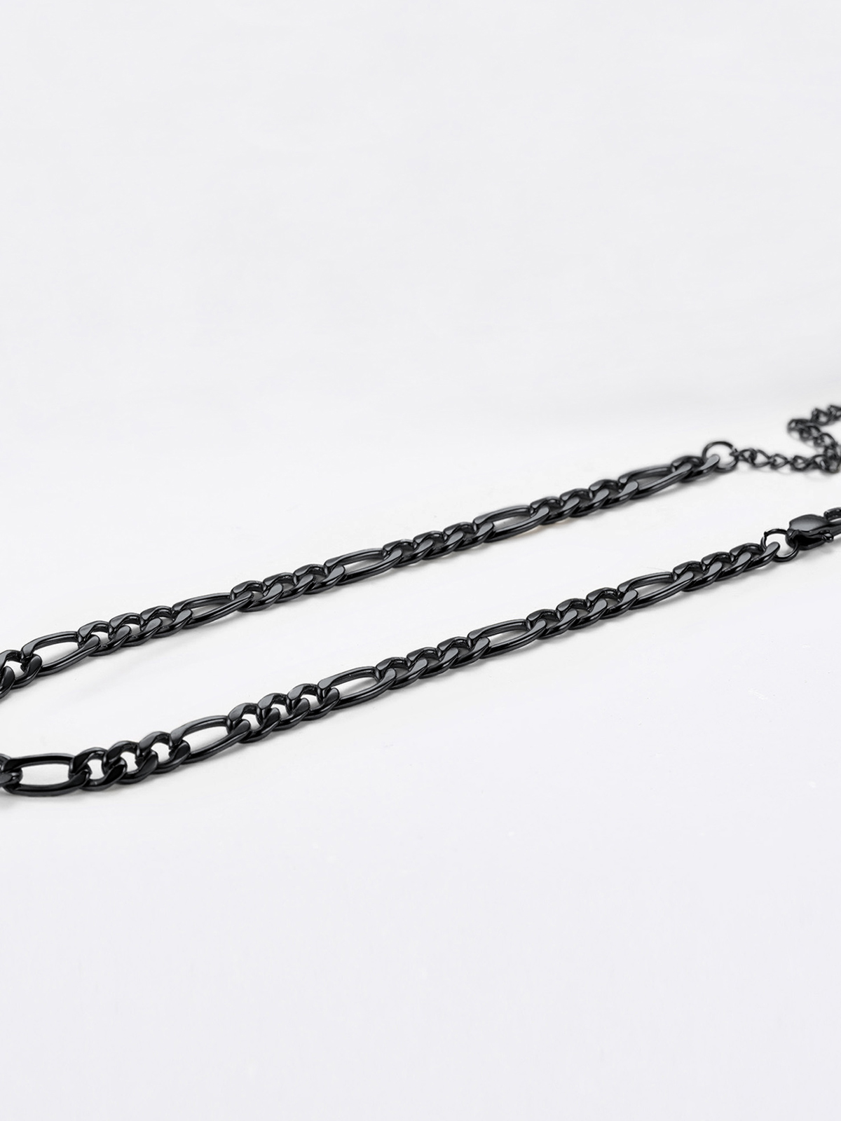 5mm Thick Figaro Chain Anklet in Black Plated