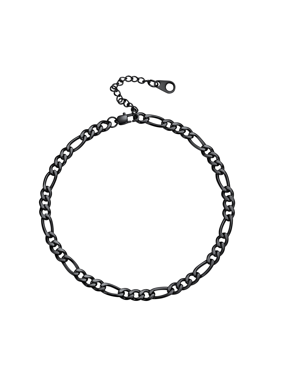 5mm Thick Figaro Chain Anklet in Black Plated