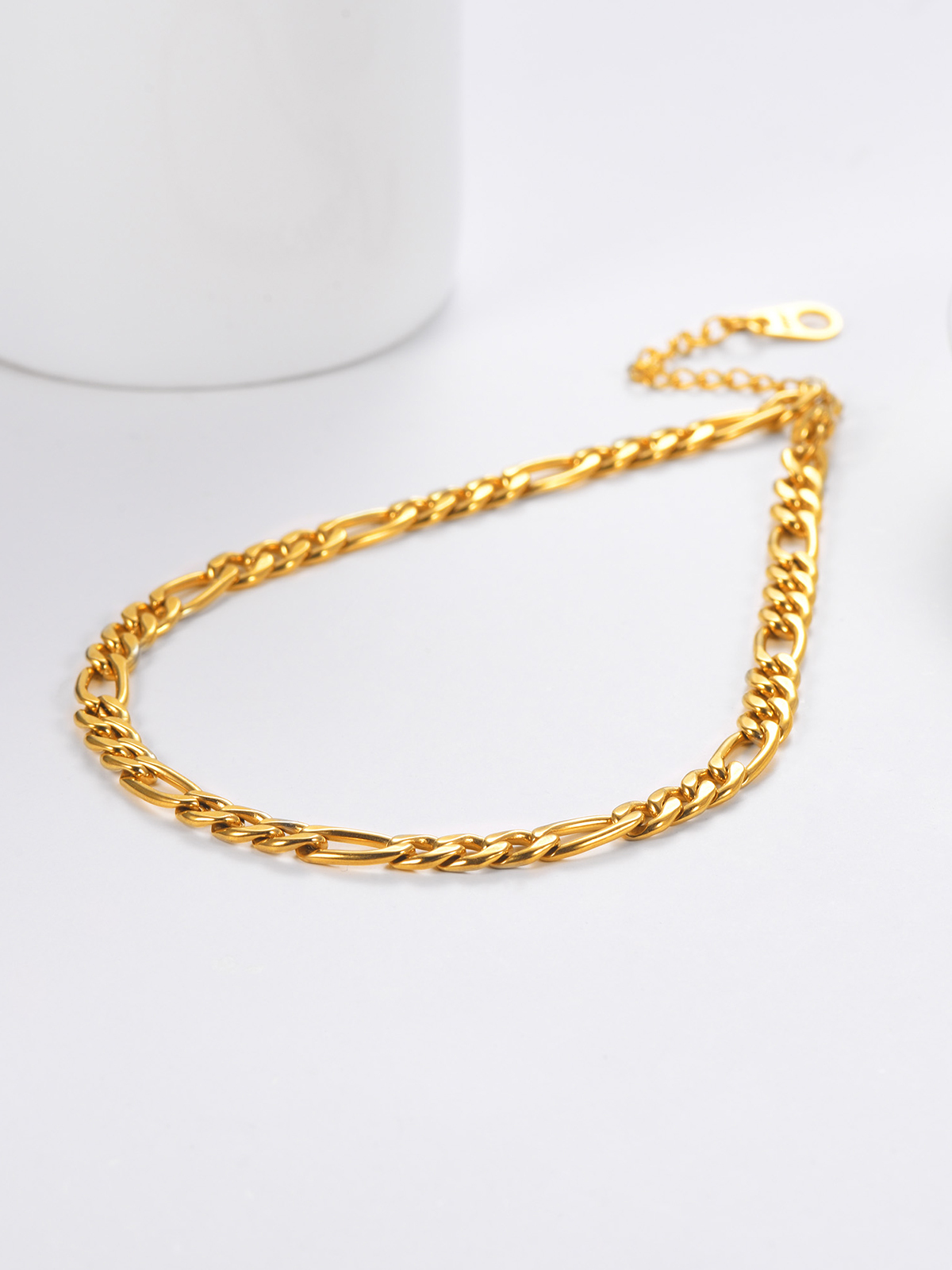 5mm Thick Figaro Chain Anklet in 18K Gold Plated