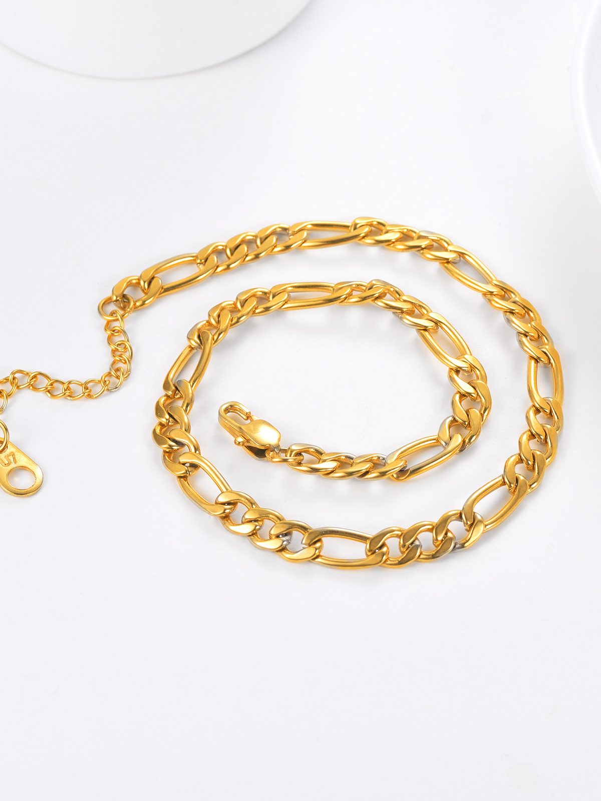 5mm Thick Figaro Chain Anklet in 18K Gold Plated