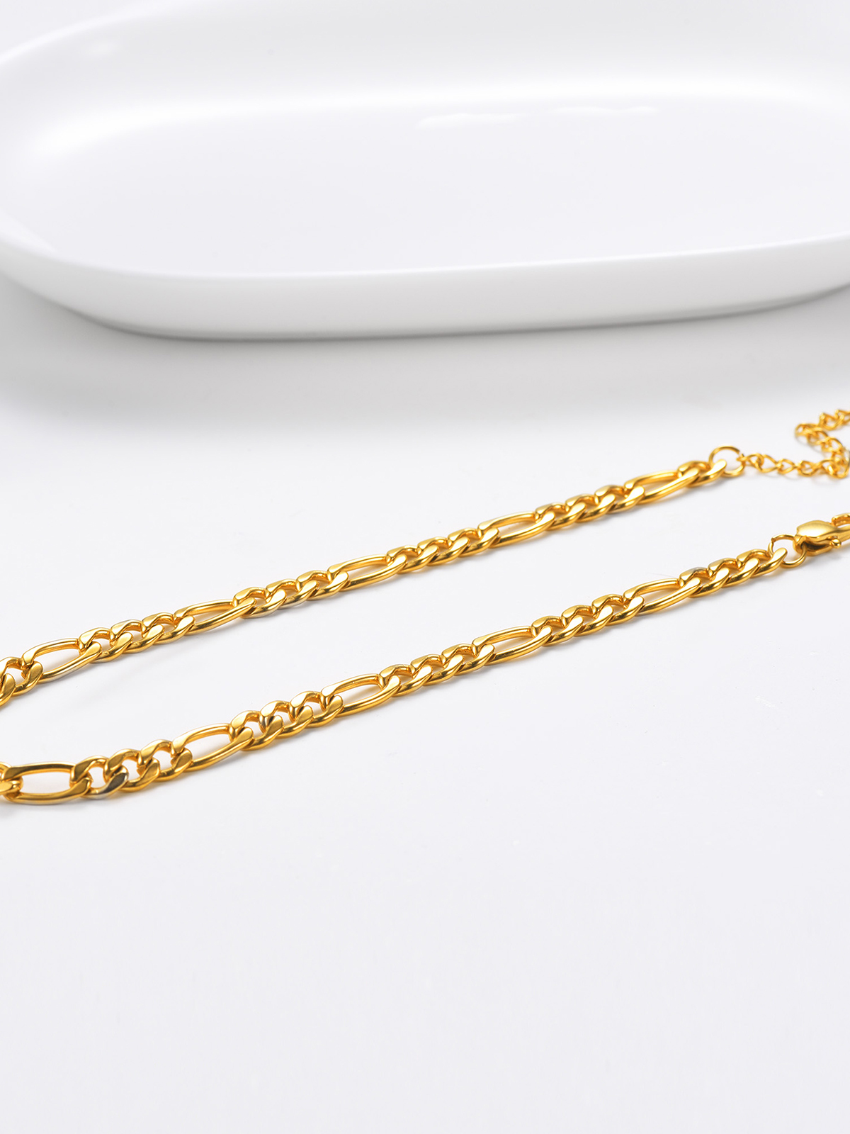 5mm Thick Figaro Chain Anklet in 18K Gold Plated