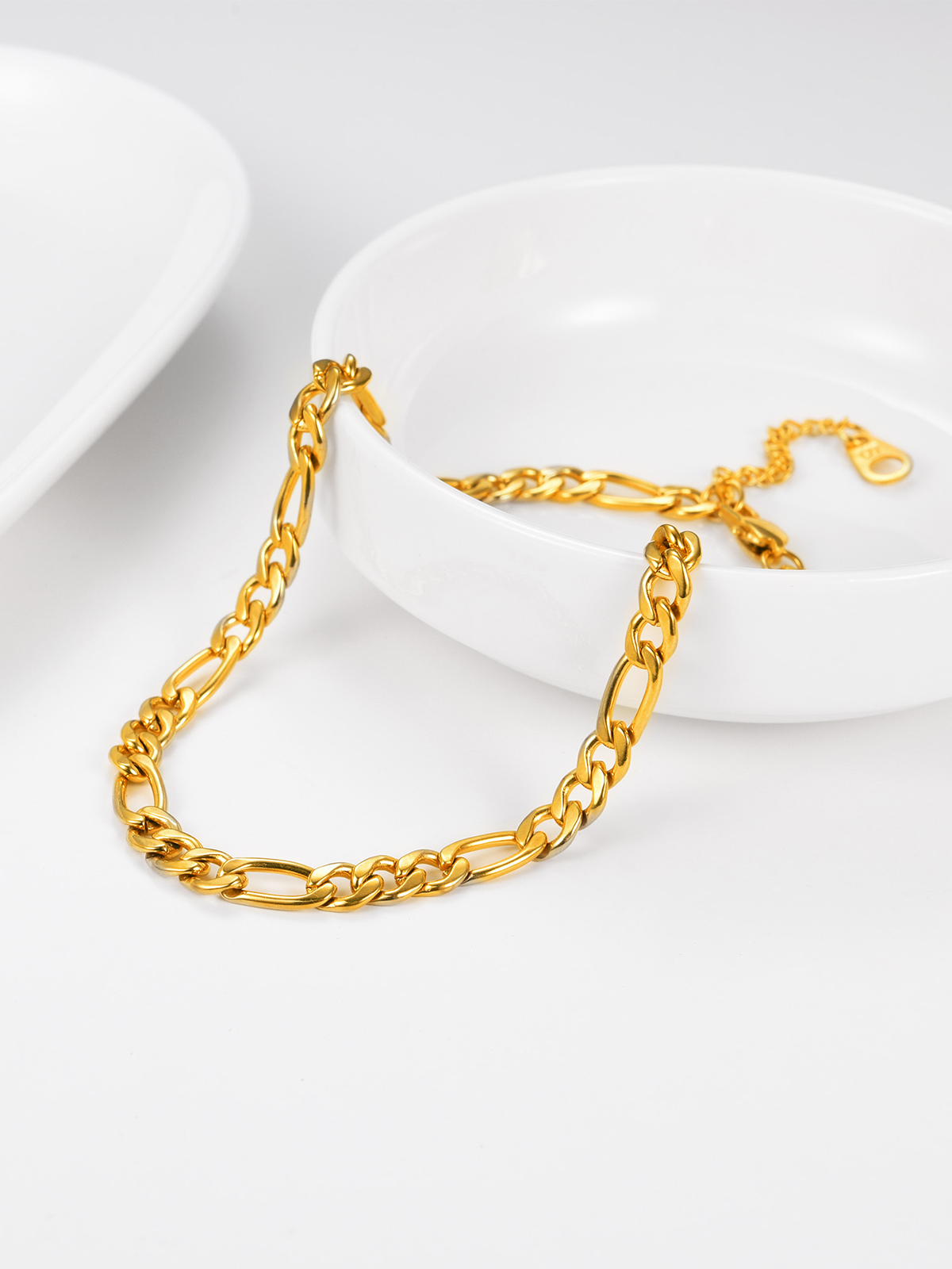 5mm Thick Figaro Chain Anklet in 18K Gold Plated