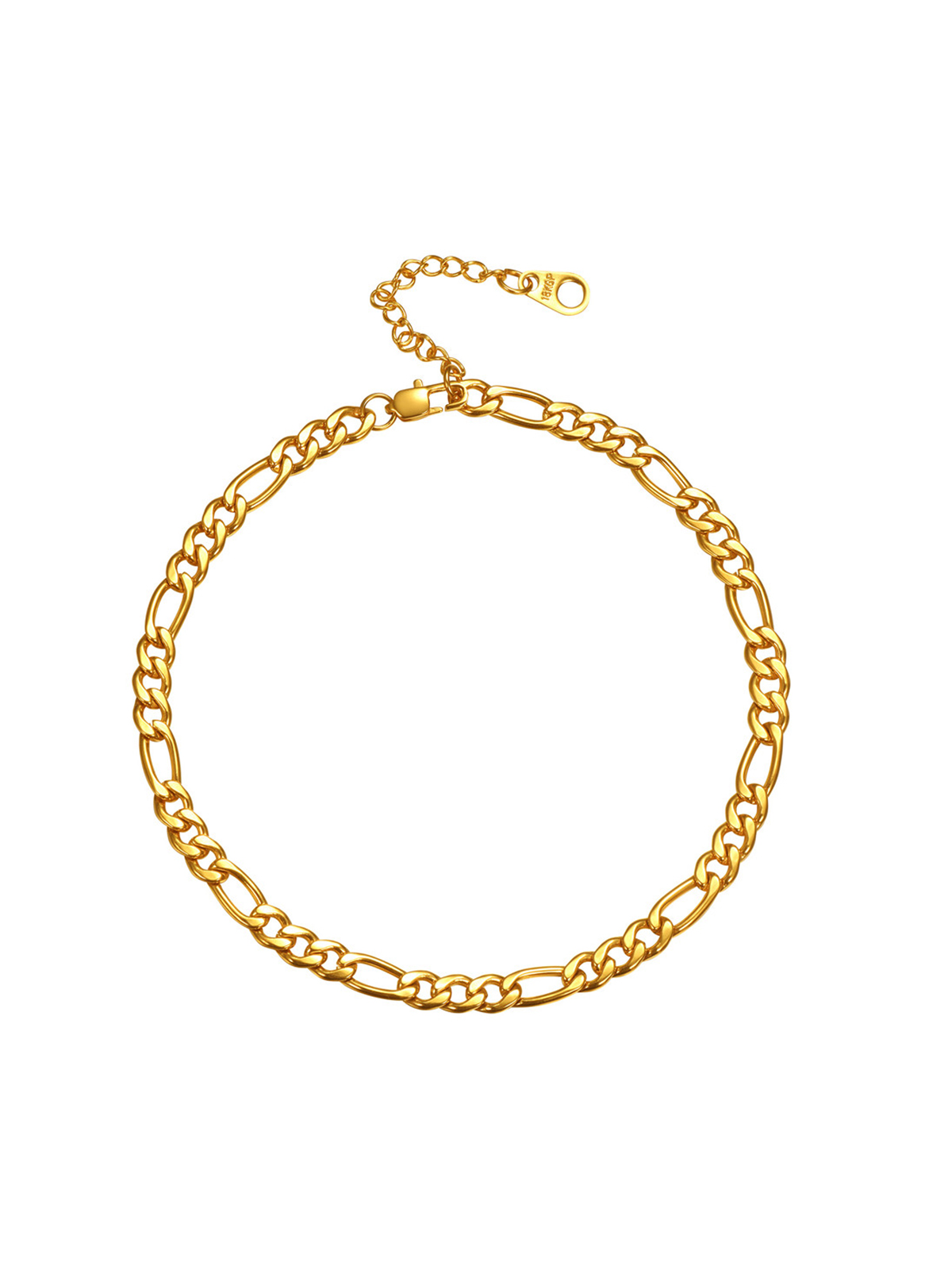 5mm Thick Figaro Chain Anklet in 18K Gold Plated