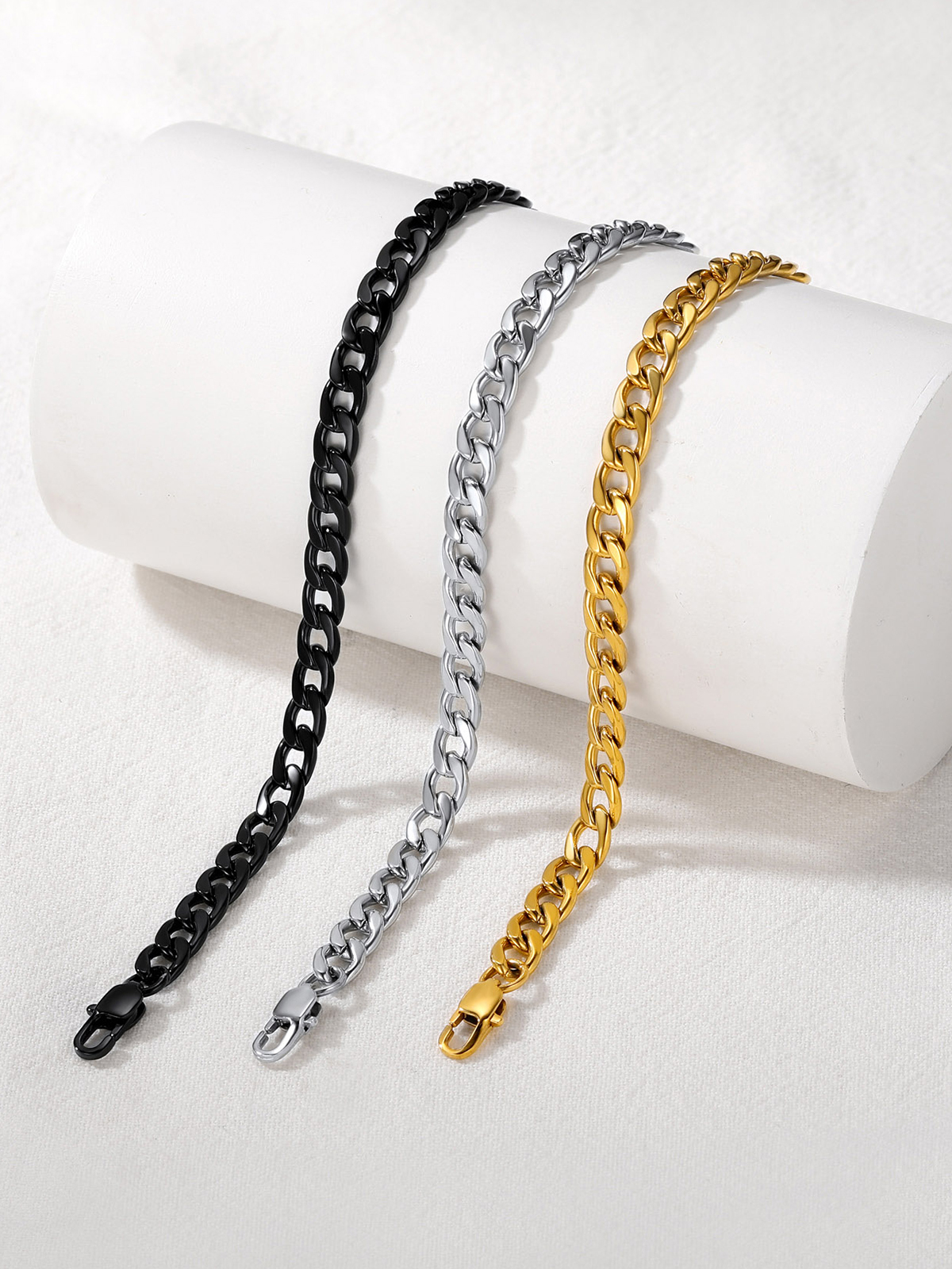 5mm Thick Cuban Chain Anklet in Black Plated