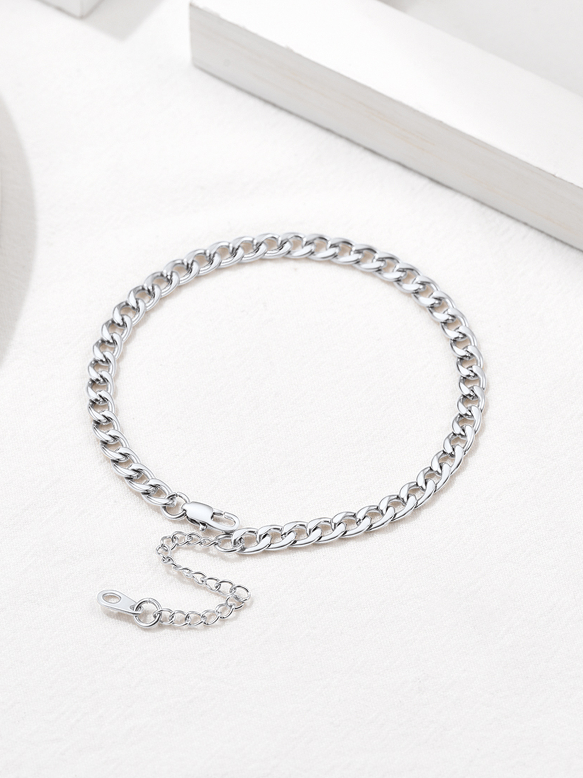 5mm Thick Cuban Chain Anklet in Stainless