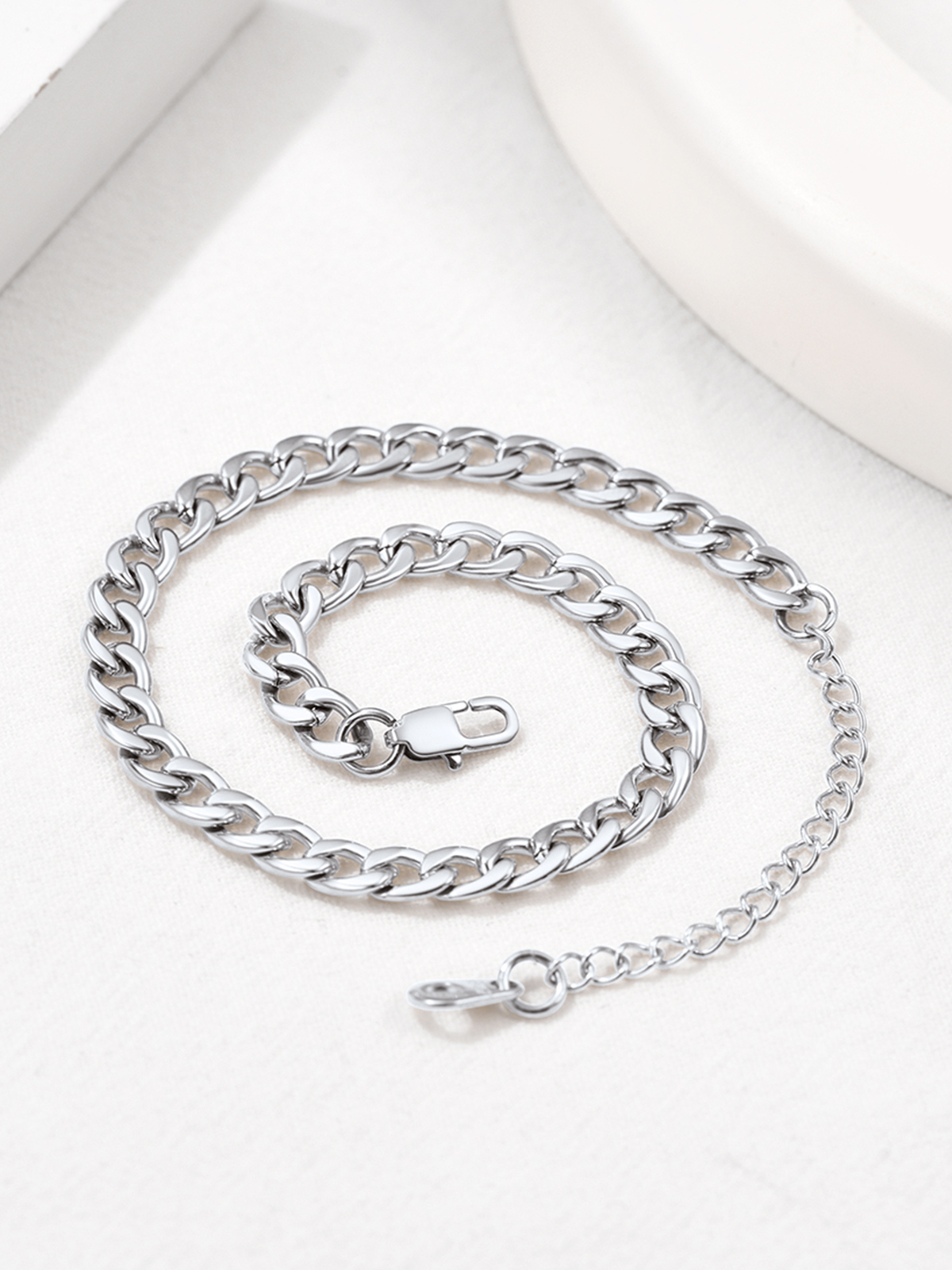 5mm Thick Cuban Chain Anklet in Stainless