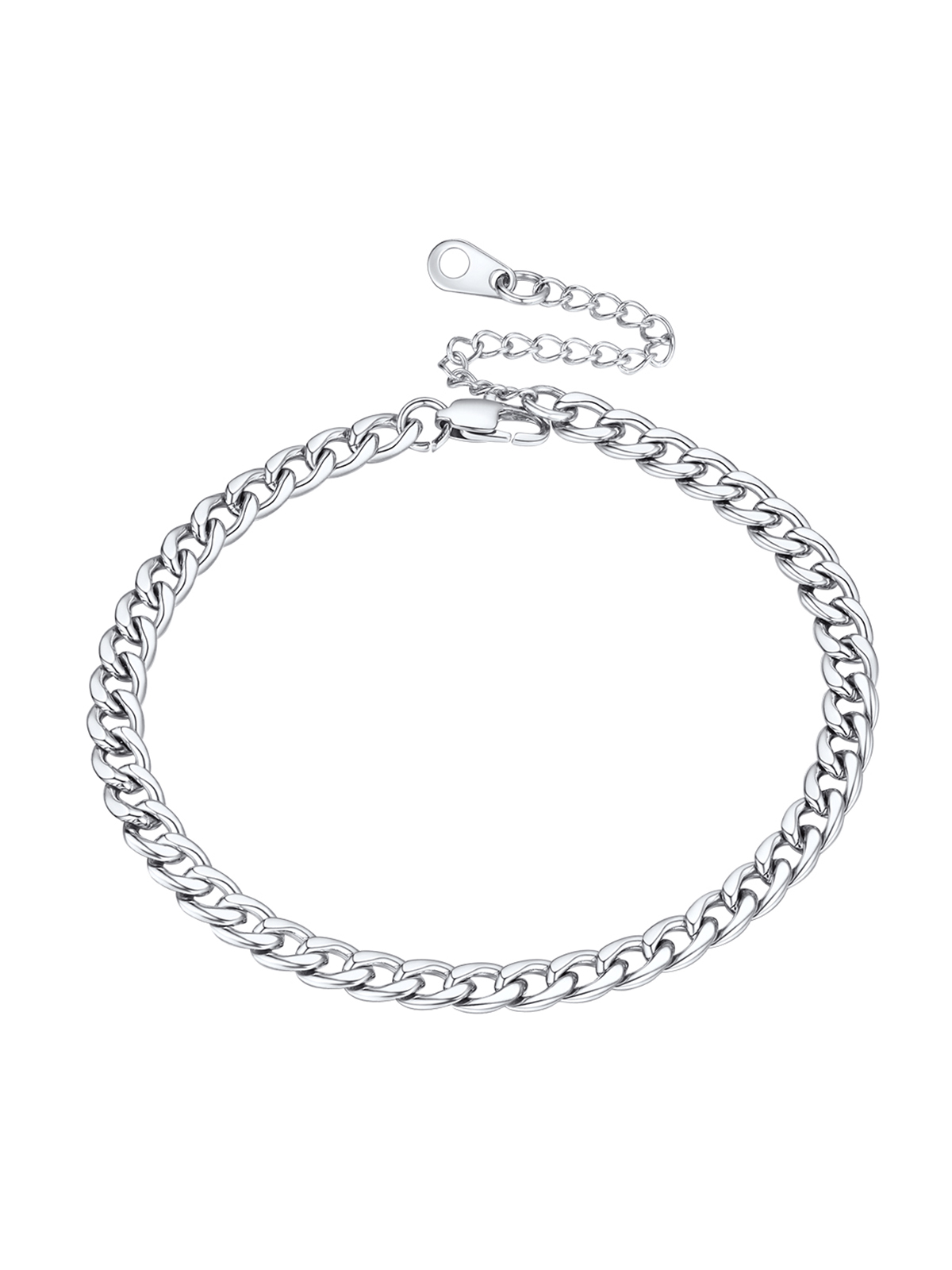 5mm Thick Cuban Chain Anklet in Stainless