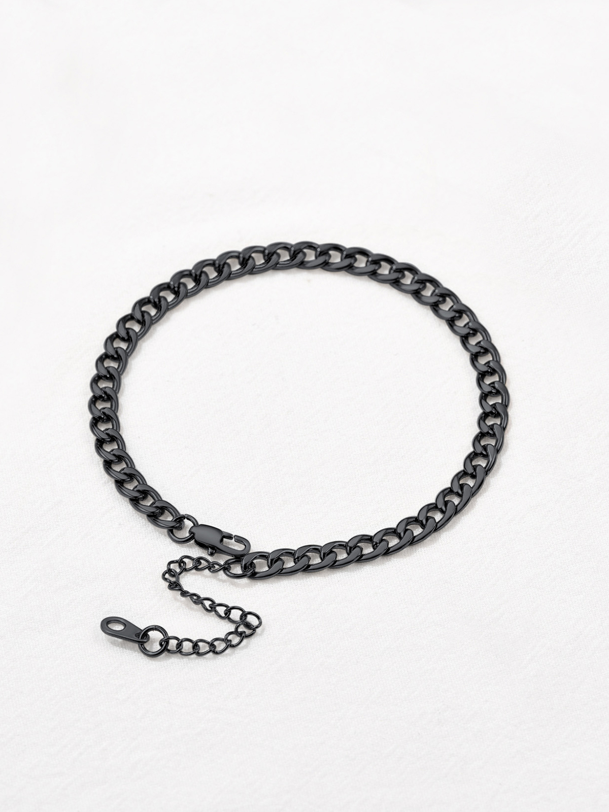 5mm Thick Cuban Chain Anklet in Black Plated