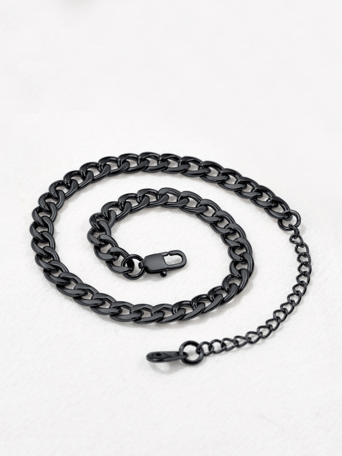 5mm Thick Cuban Chain Anklet in Black Plated