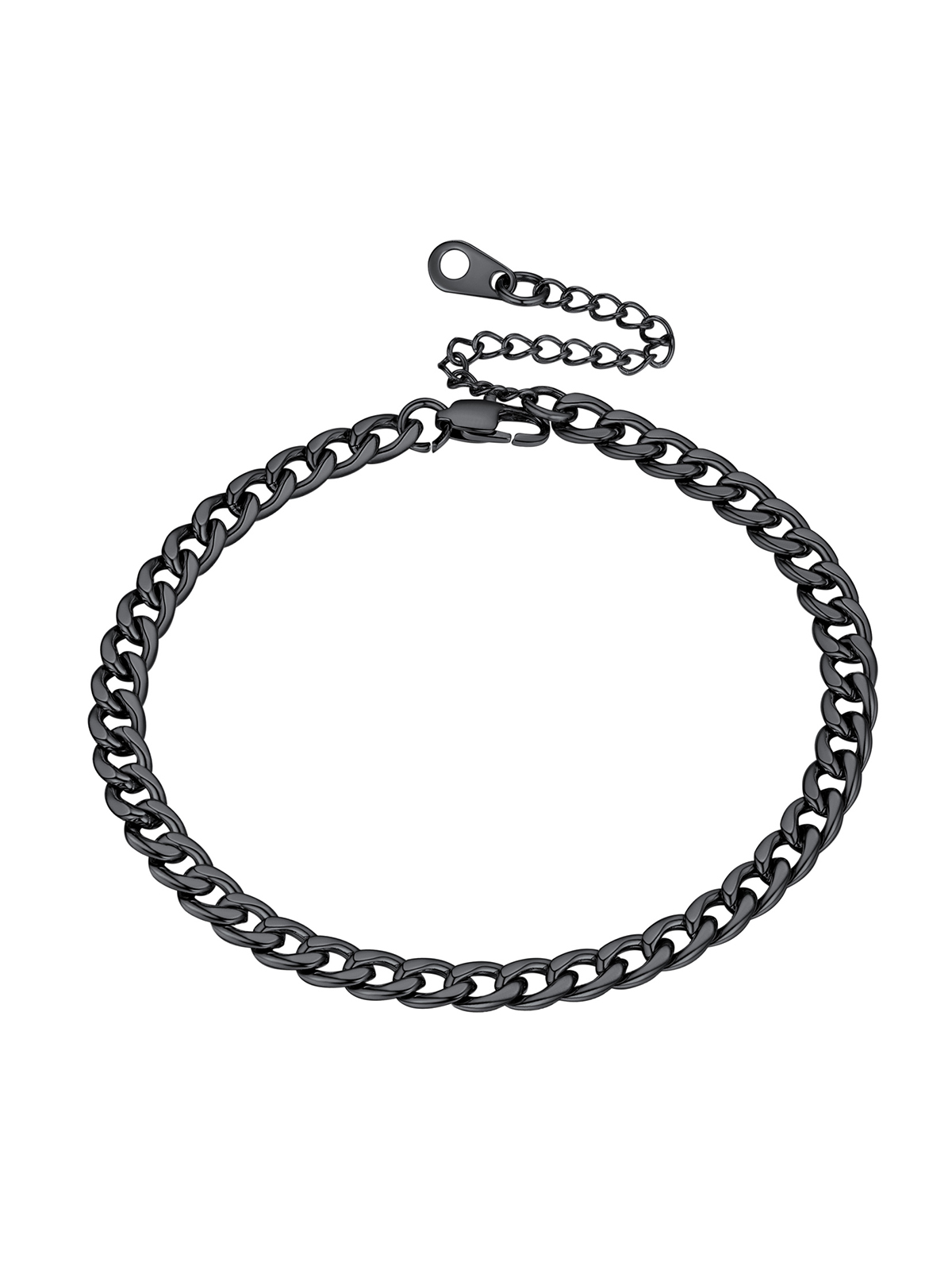 5mm Thick Cuban Chain Anklet in Black Plated