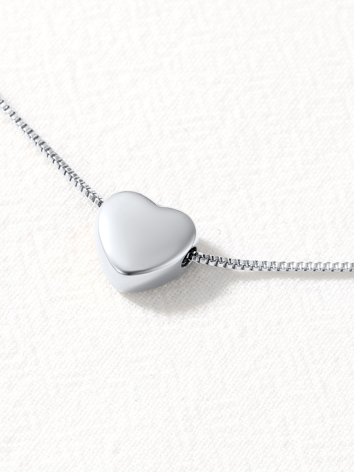1.1mm Tiny Heart Box Chain Anklet in Stainless