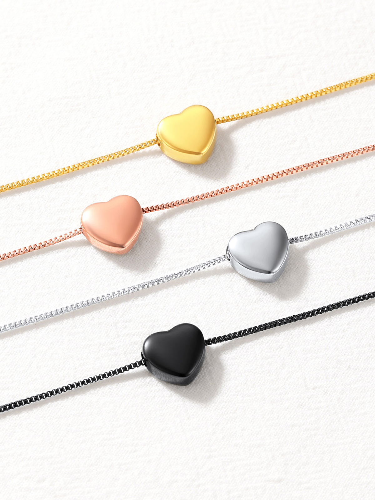 1.1mm Tiny Heart Box Chain Anklet in Stainless