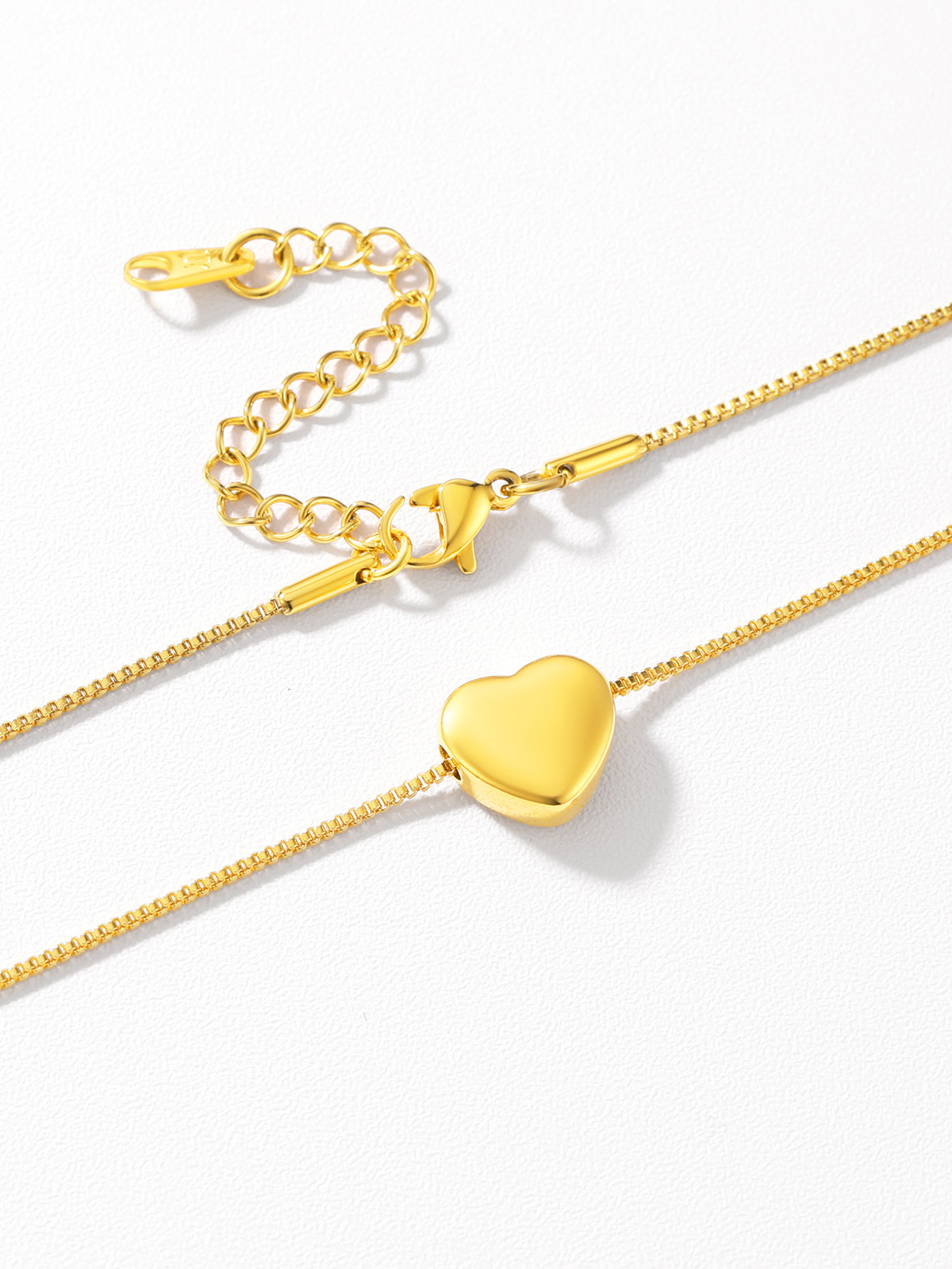 1.1mm Tiny Heart Box Chain Anklet in 18K Gold