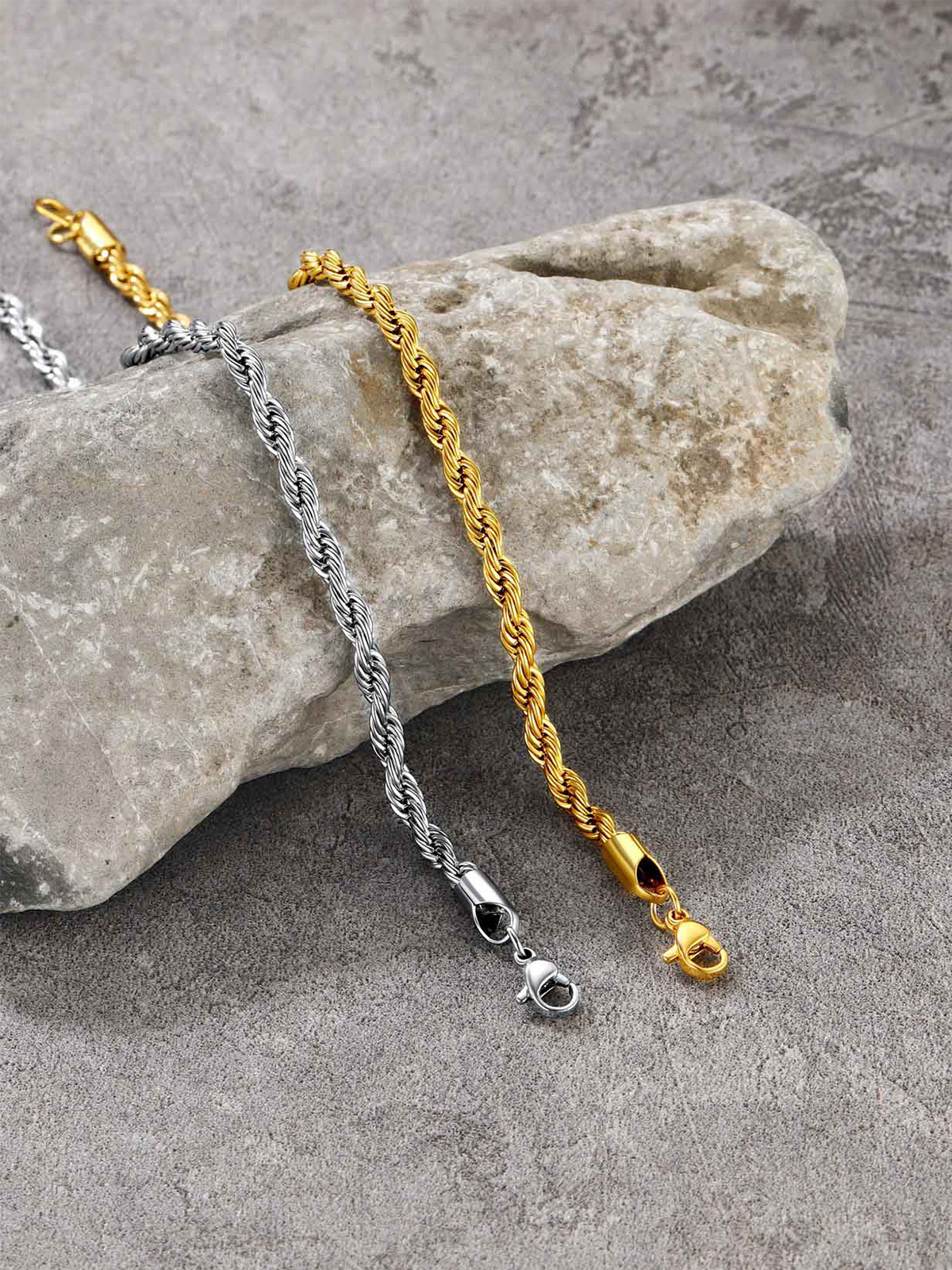 3mm Rope Chain Bracelet in 18K Gold Plated
