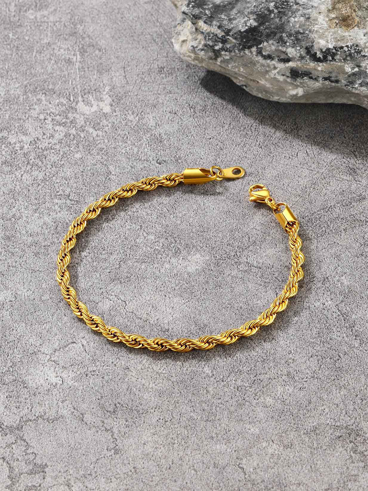 3mm Rope Chain Bracelet in 18K Gold Plated