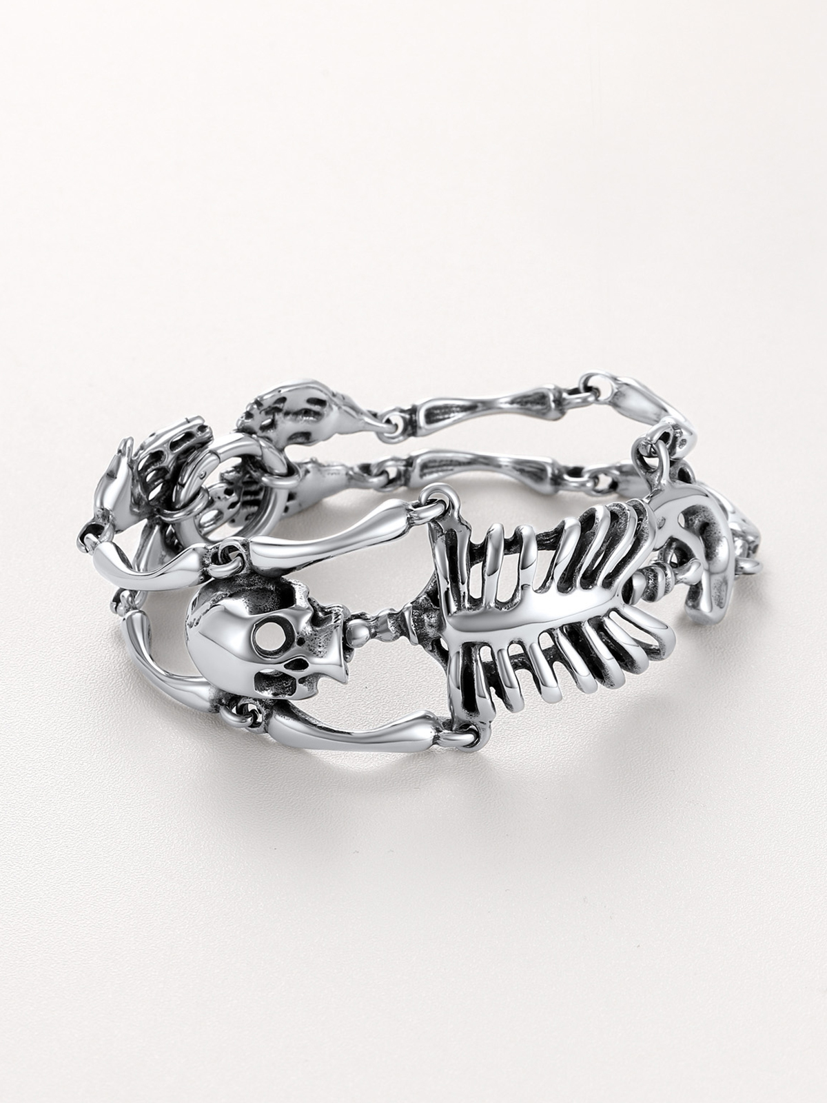 35mm Chunky Gothic Skull Bracelet in Stainless