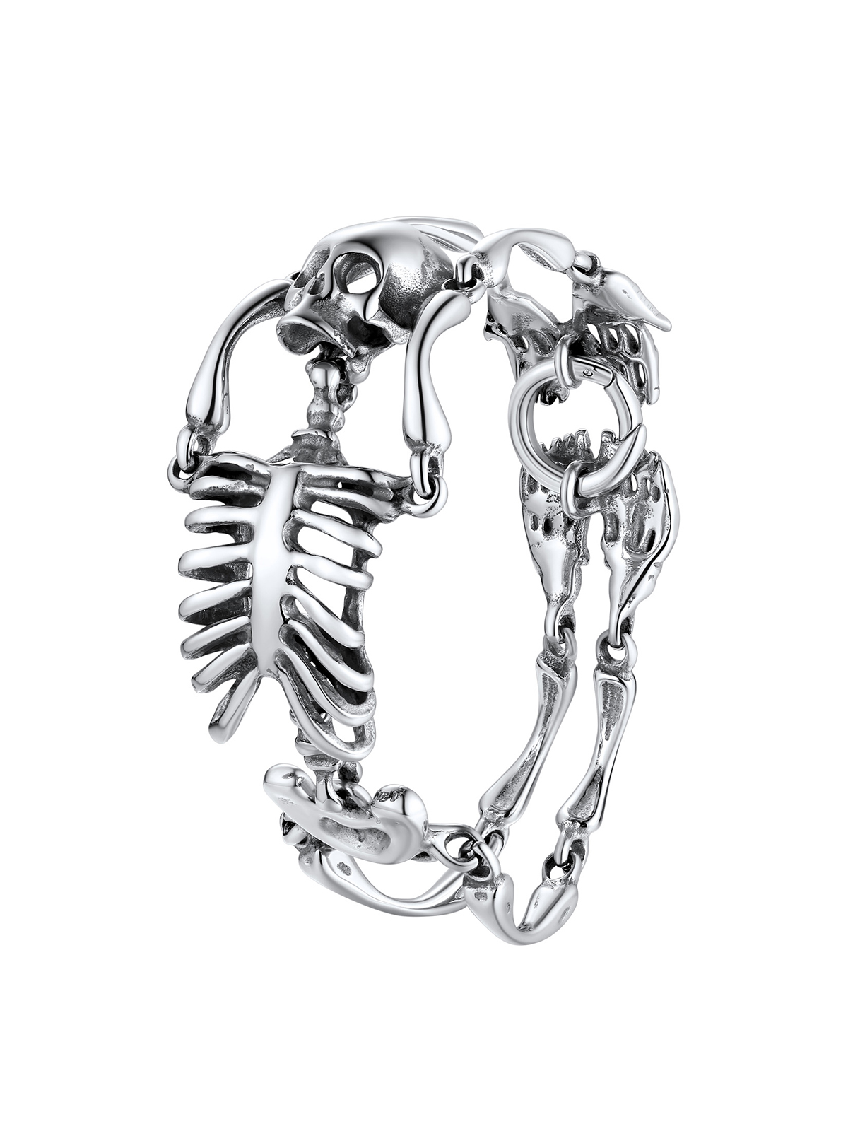 35mm Chunky Gothic Skull Bracelet in Stainless