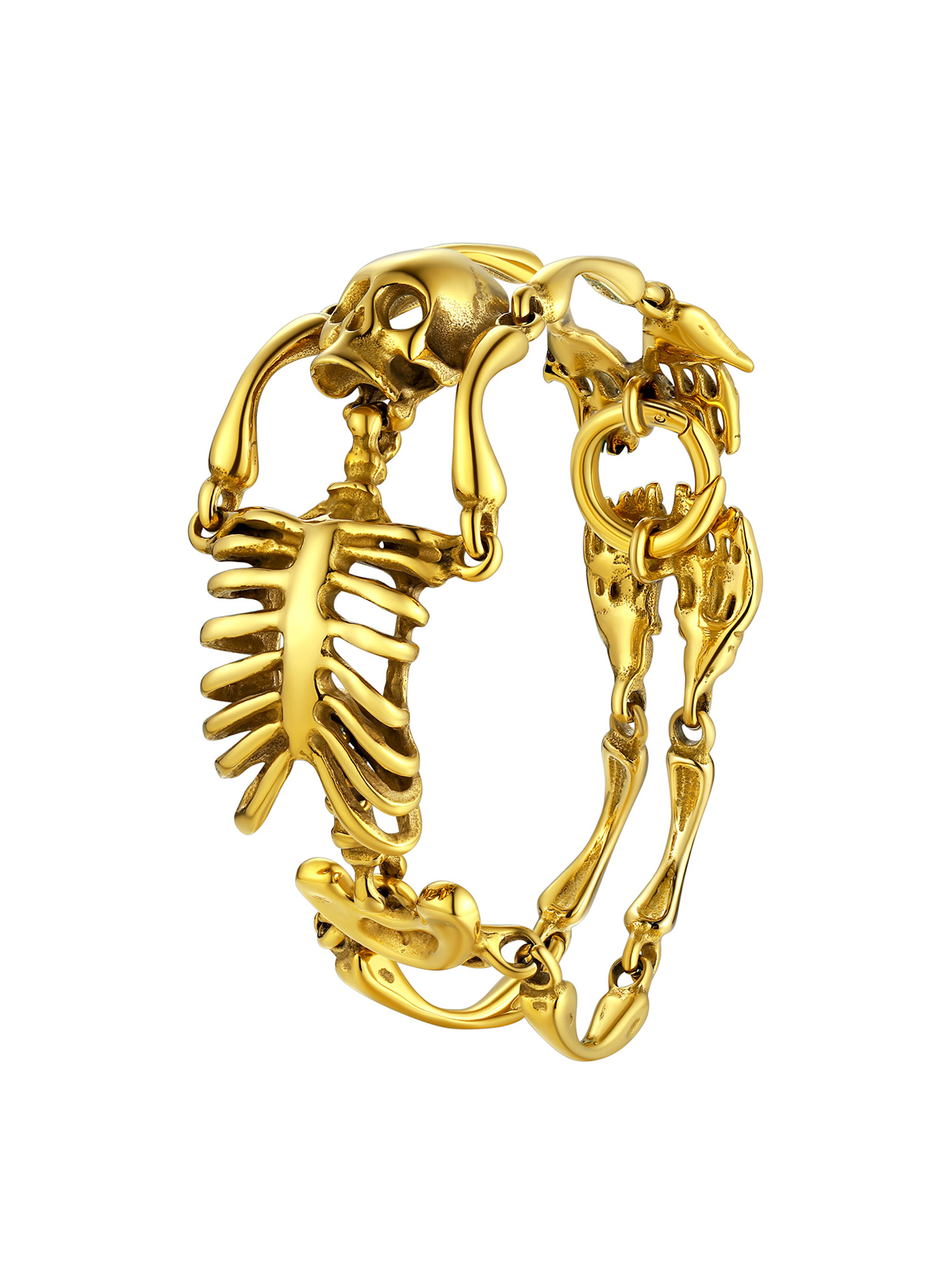 35mm Chunky Gothic Skull Bracelet in 18K Gold