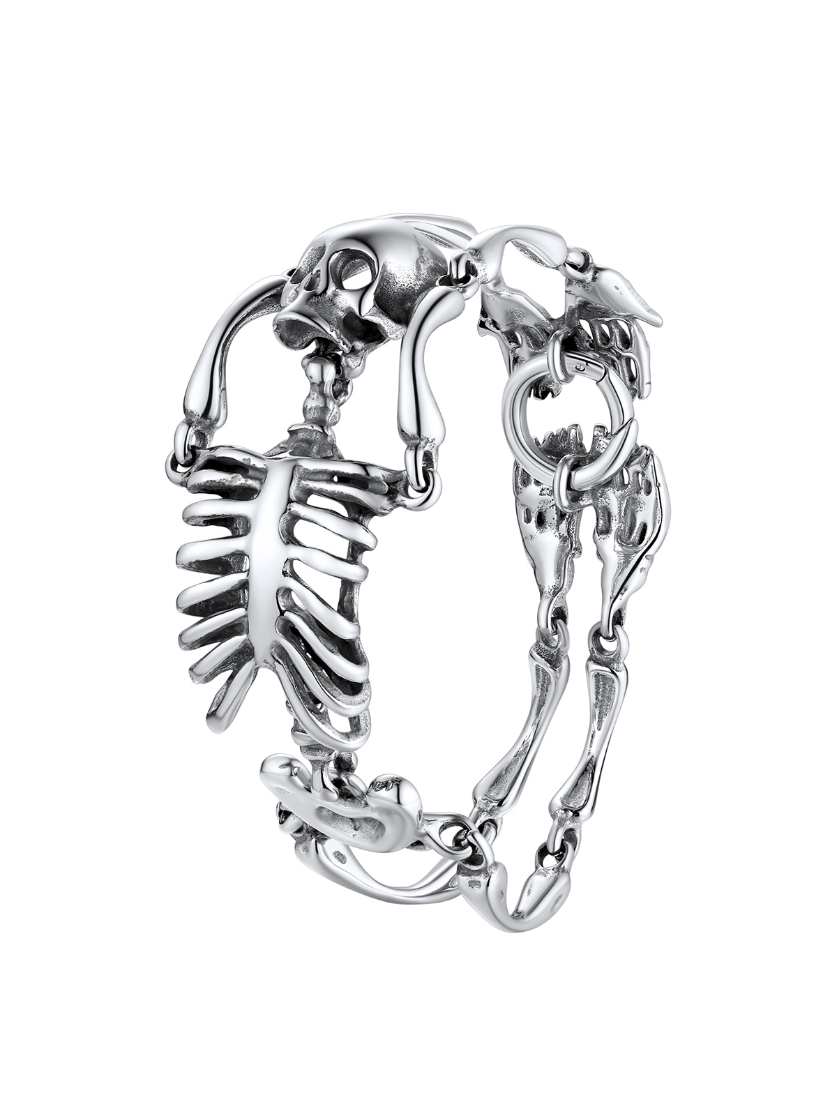 35mm Chunky Gothic Skull Bracelet in Stainless