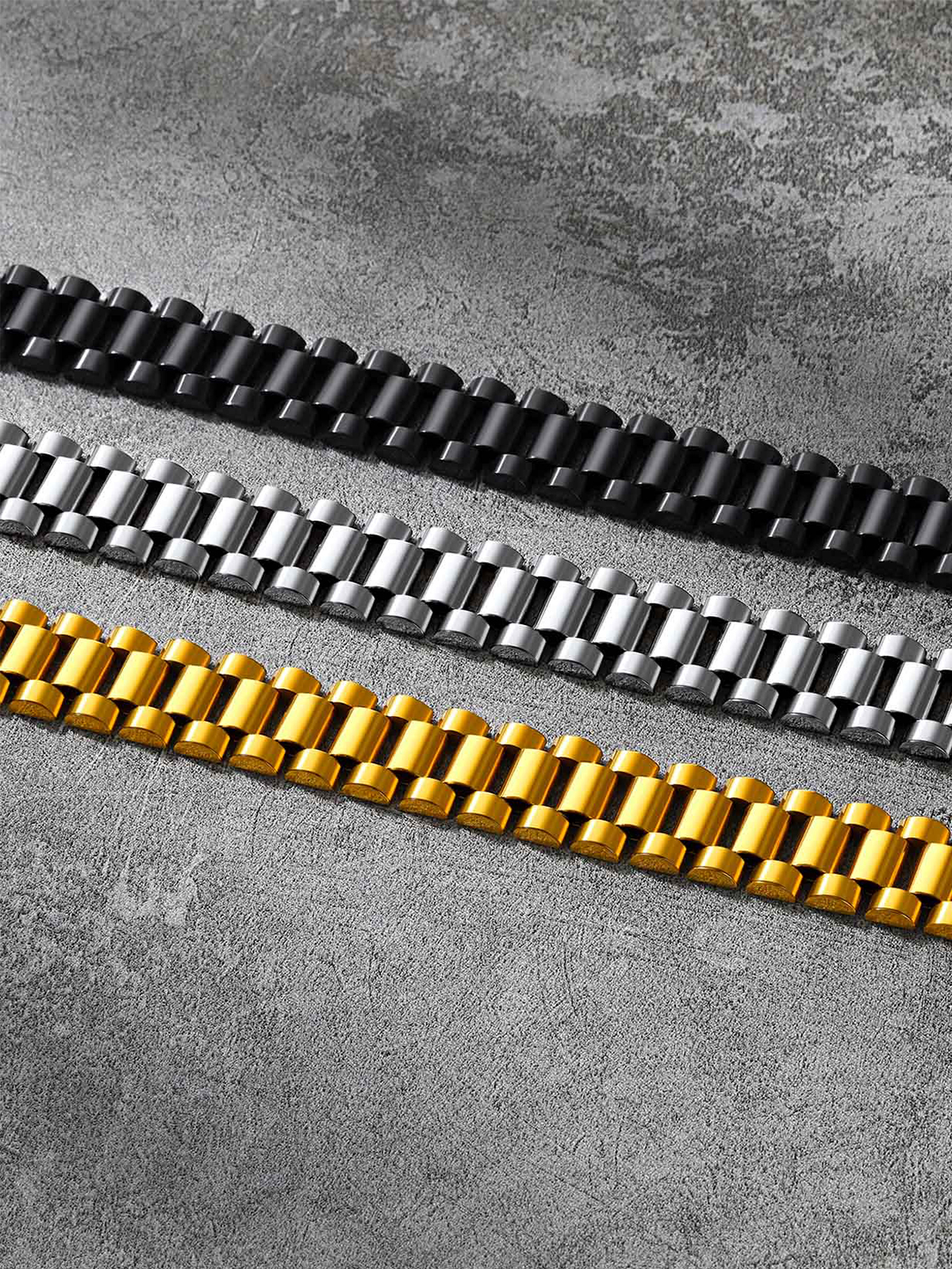15mm Chunky Watchband Link Chain Bracelet in 18K Gold Plated
