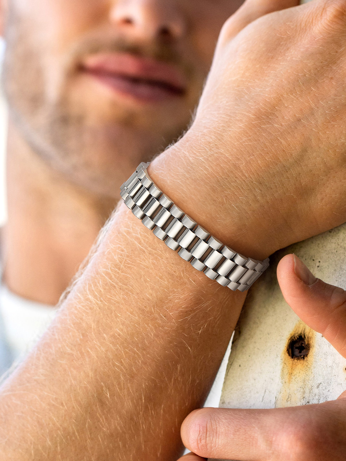 15mm Chunky Watchband Link Chain Bracelet in Stainless