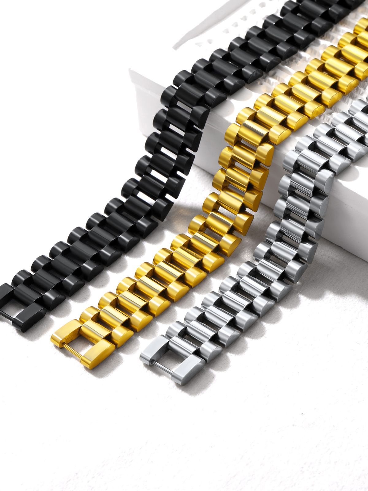 15mm Chunky Watchband Link Chain Bracelet in Stainless