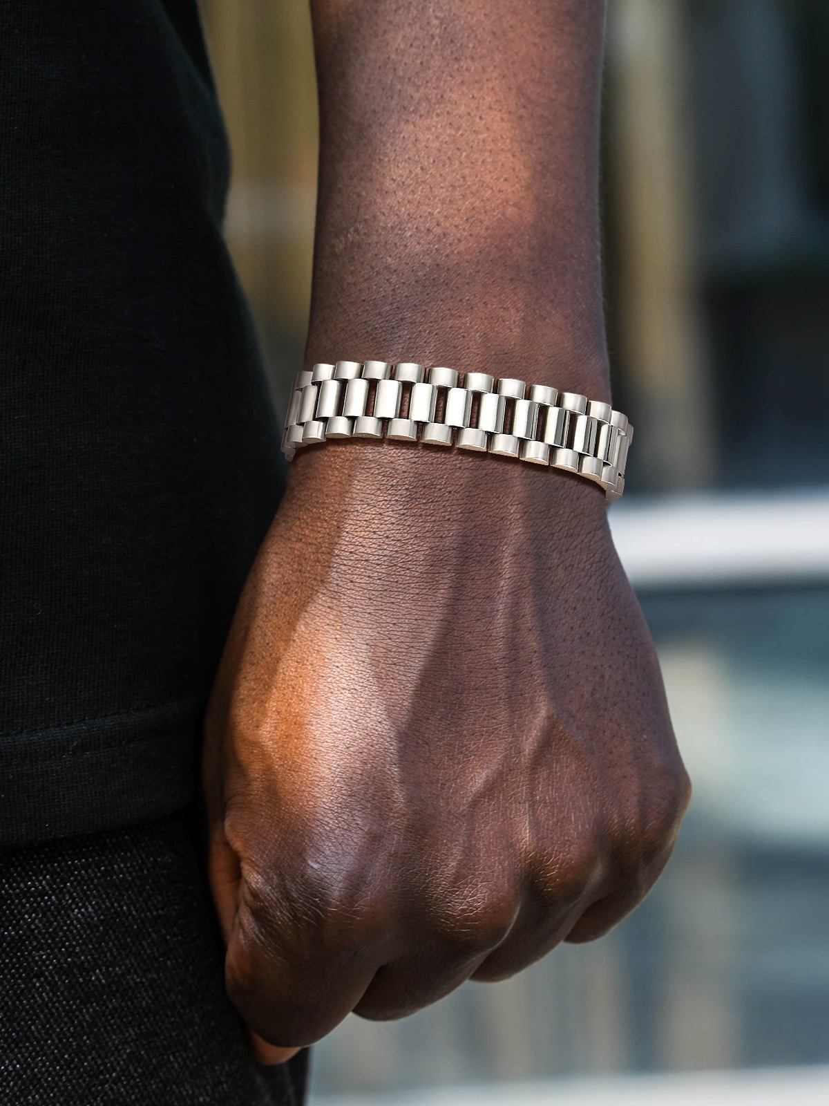 15mm Chunky Watchband Link Chain Bracelet in Stainless