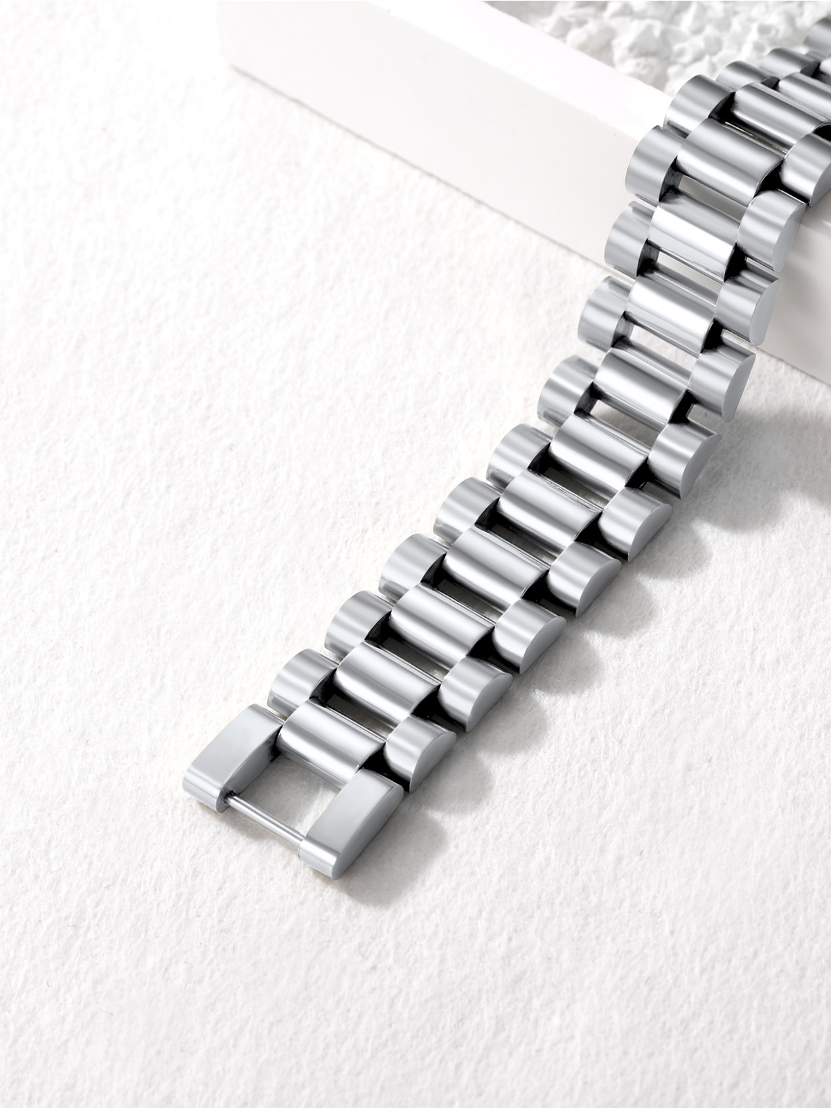 15mm Chunky Watchband Link Chain Bracelet in Stainless