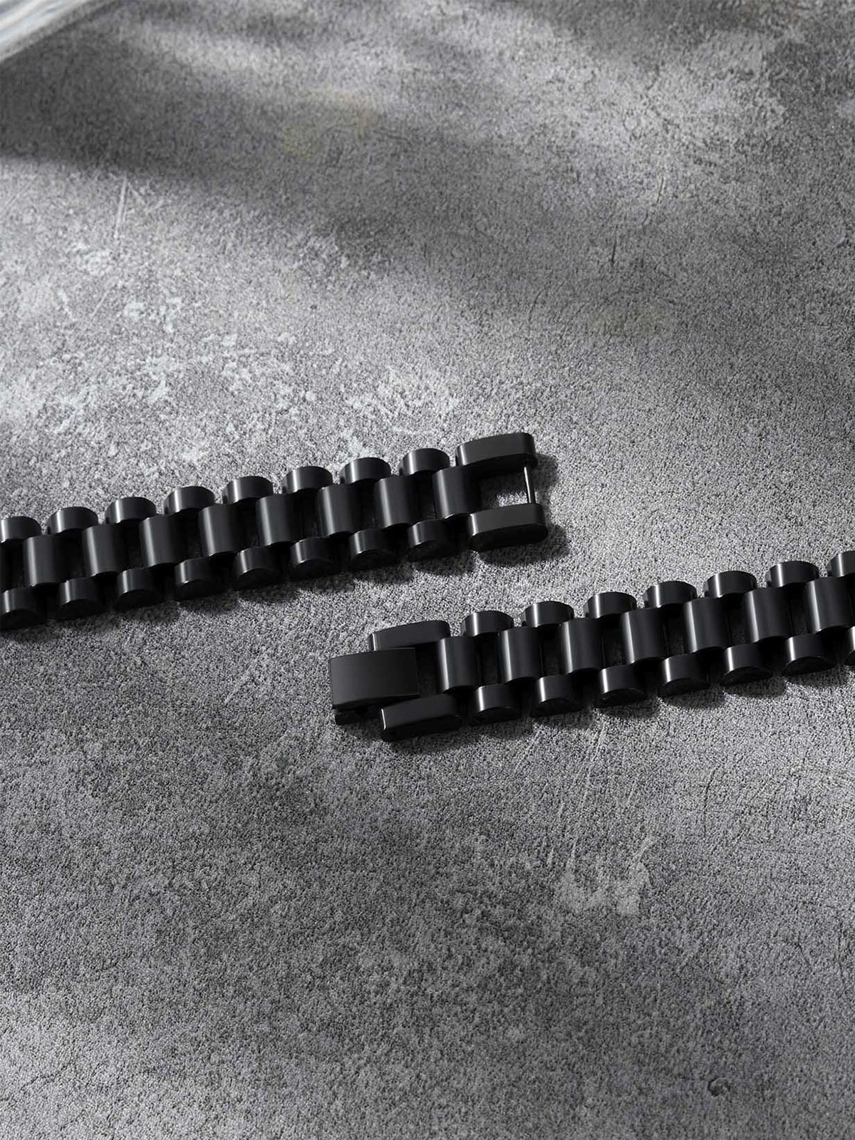 15mm Chunky Watchband Link Chain Bracelet in Black Plated