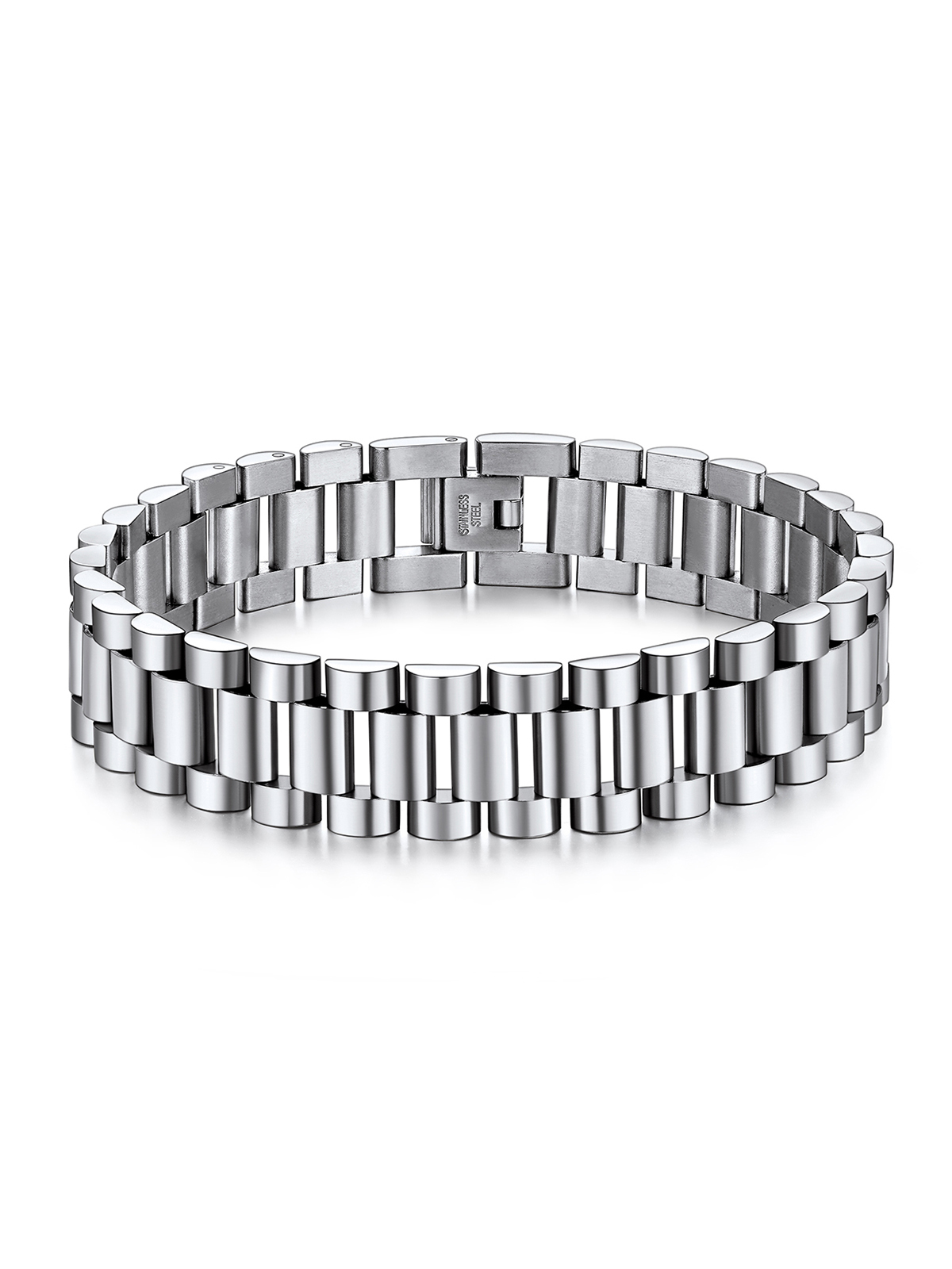 15mm Chunky Watchband Link Chain Bracelet in Stainless
