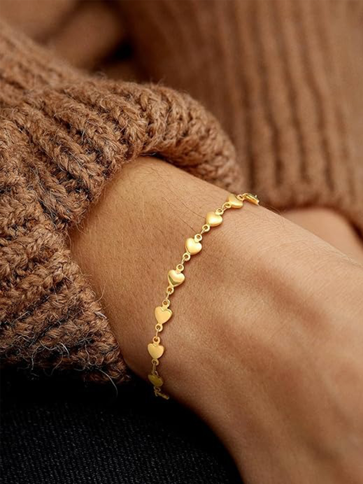 Heart Chain Bracelet in 18K Gold Plated