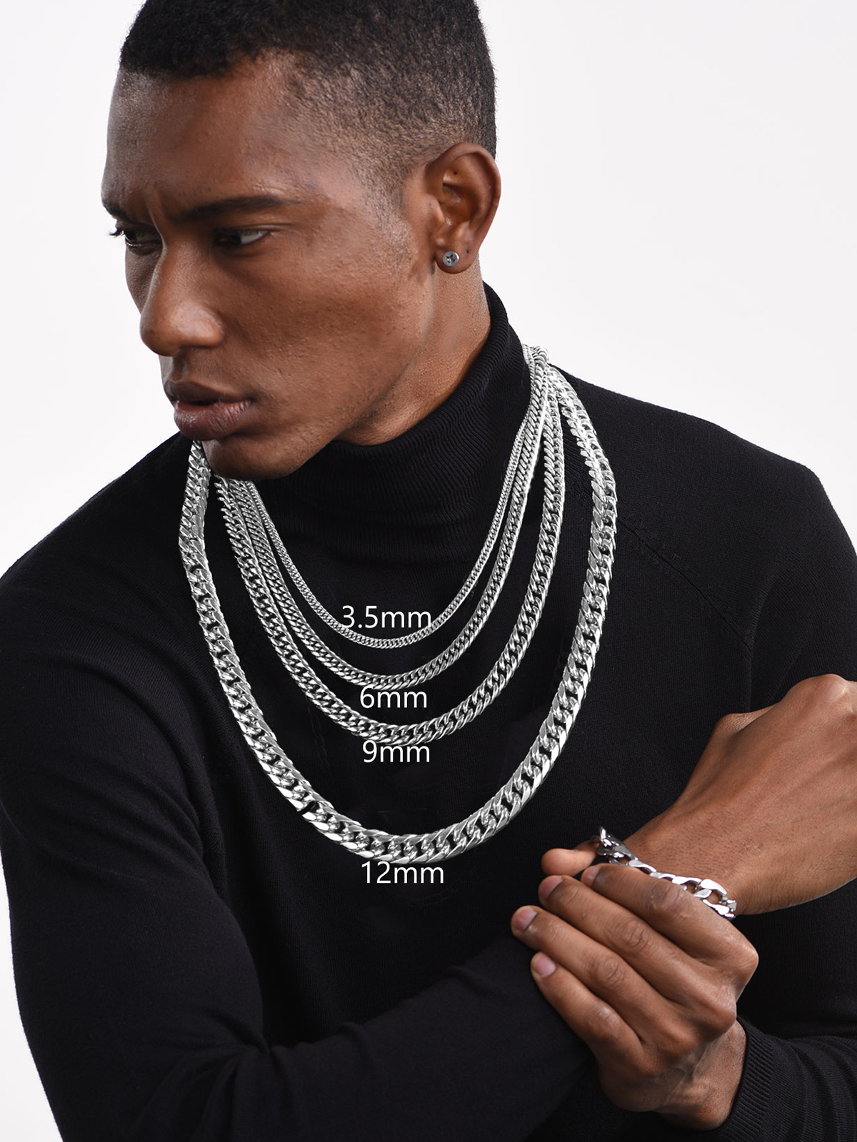 12mm Thick Chunky Franco Curb Link Chain Necklace in Stainless