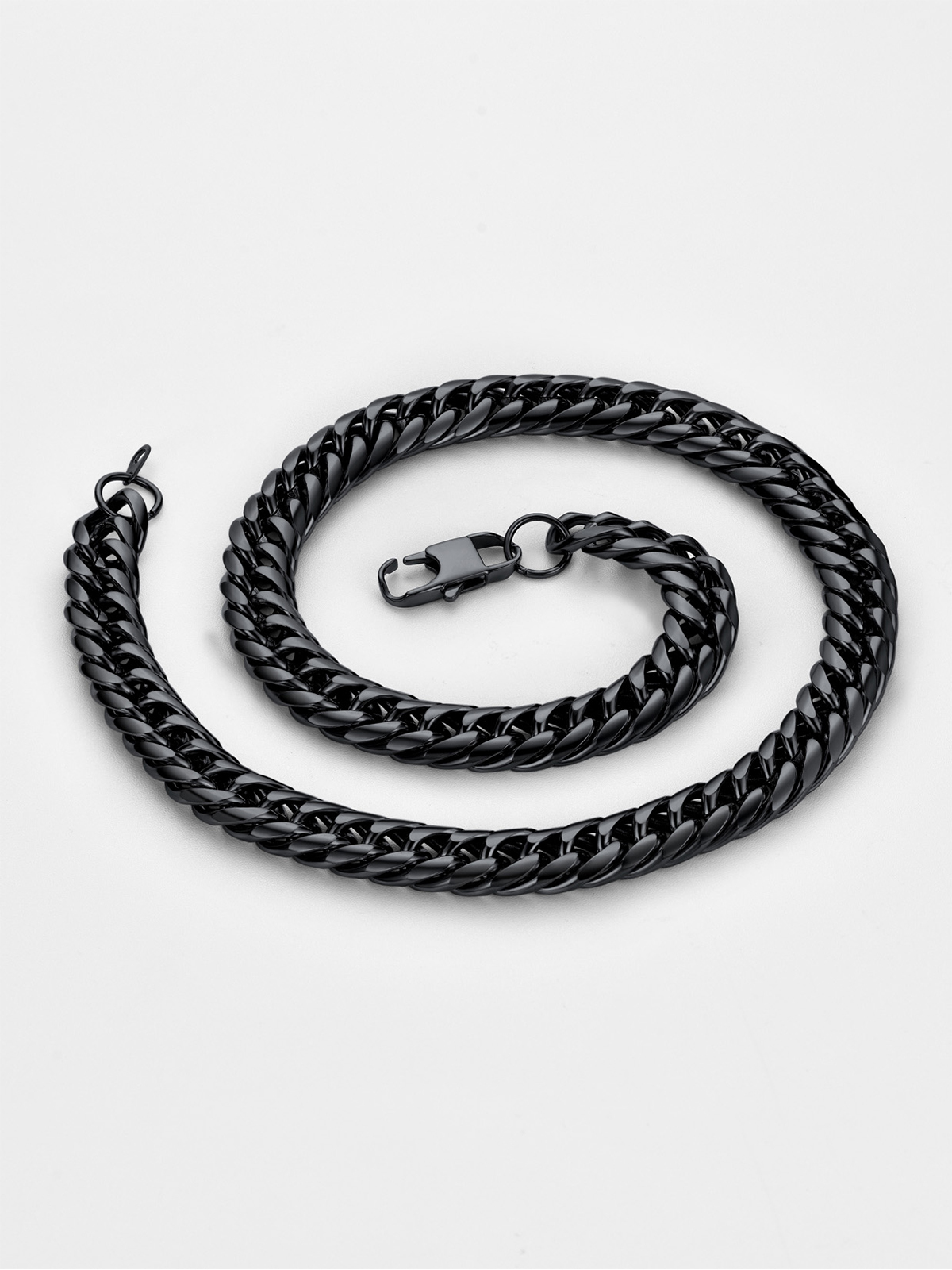 12mm Thick Chunky Franco Curb Link Chain Necklace in Black Plated