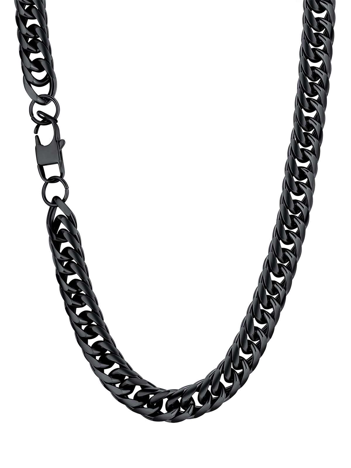 12mm Thick Chunky Franco Curb Link Chain Necklace in Black Plated